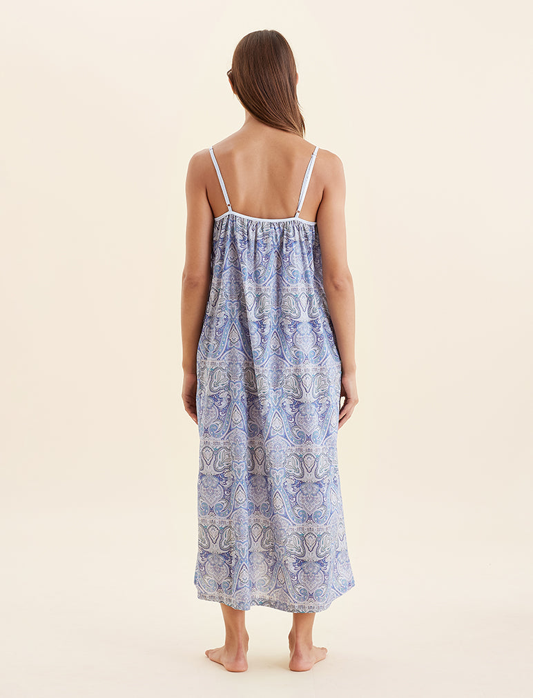 Sierra  Satin Nightgown Floral Pajamas Sleepwear Slip – Lunachi Nightwear