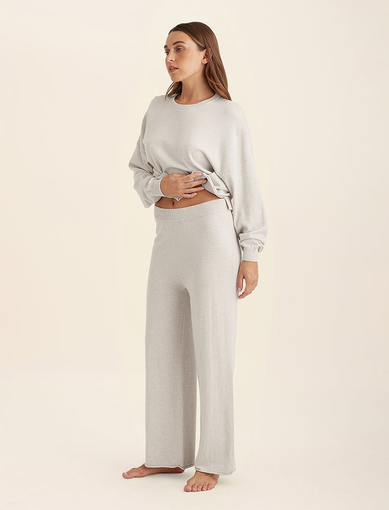 Cotton Cashmere Straight Leg Pant