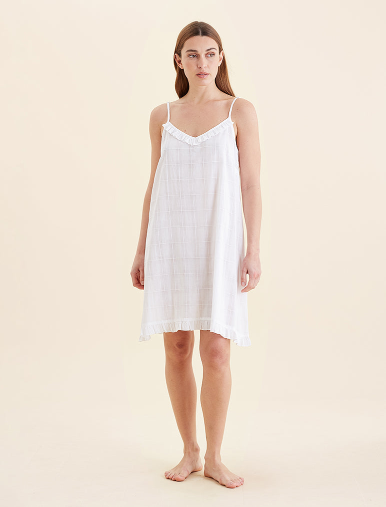 Ivy Organic Cotton Frill Strappy Nightie