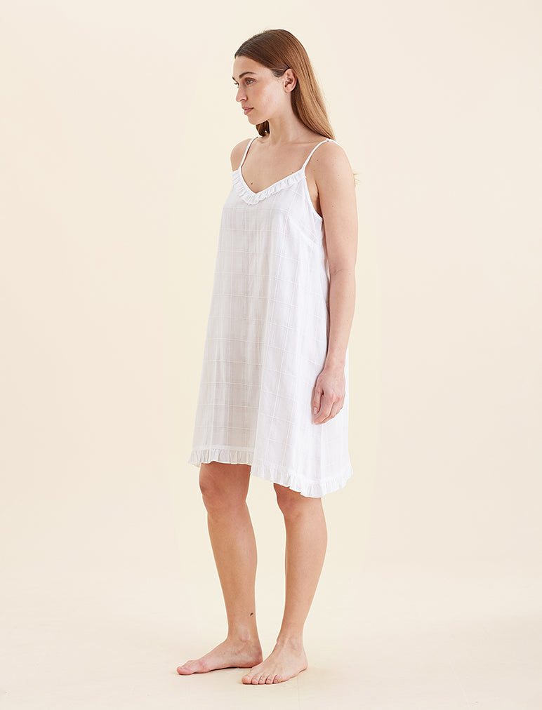 Ivy Organic Cotton Frill Strappy Nightie