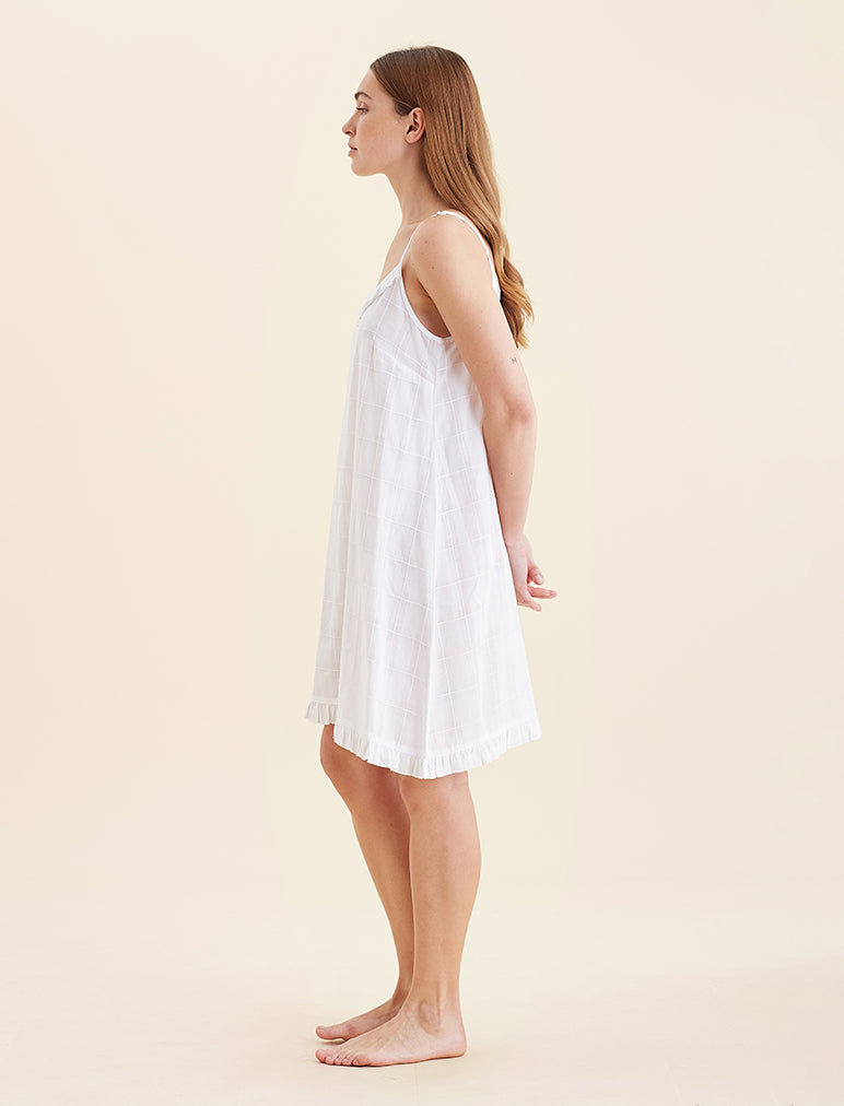 Ivy Organic Cotton Frill Strappy Nightie