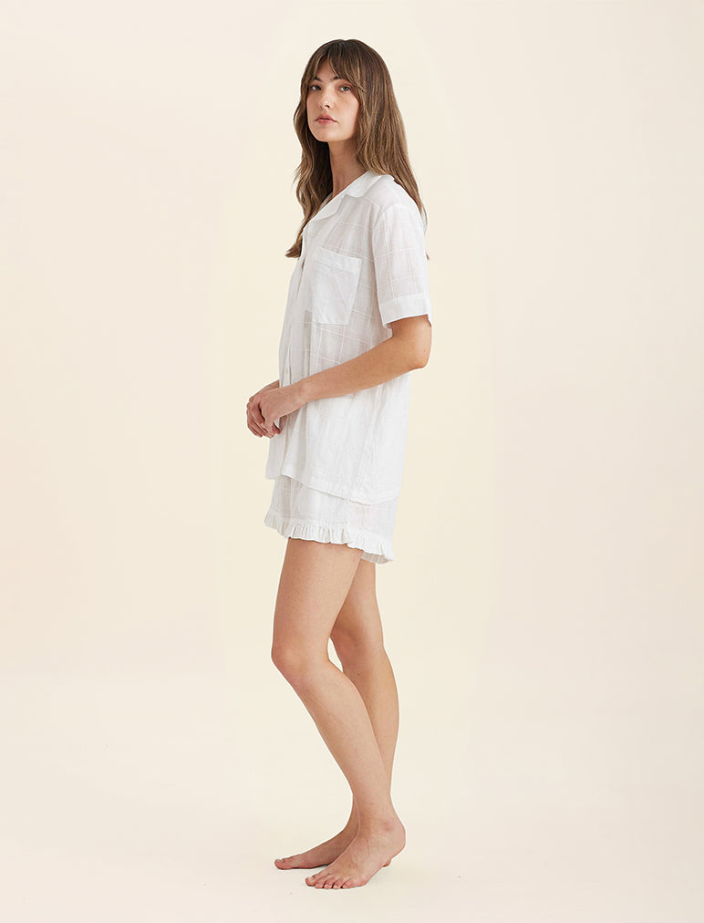 Ivy Organic Cotton Frill Short Sleeve PJ Shirt