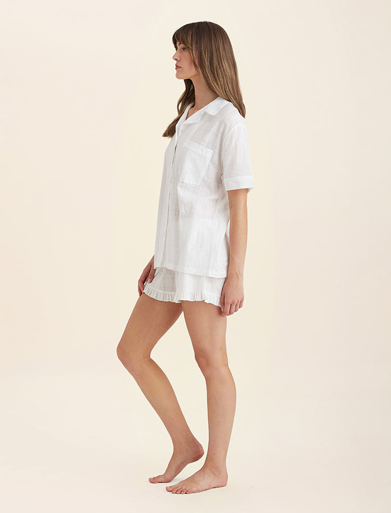 Ivy Organic Cotton Frill Short Sleeve PJ Shirt