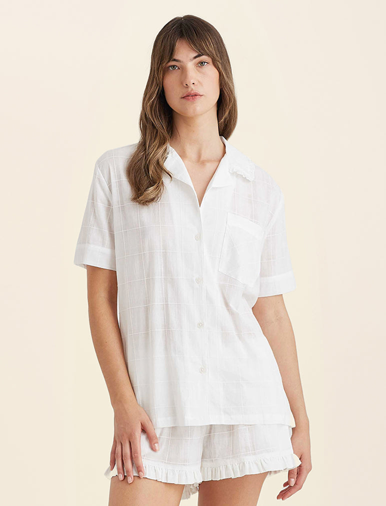 Ivy Organic Cotton Frill Short Sleeve PJ Shirt