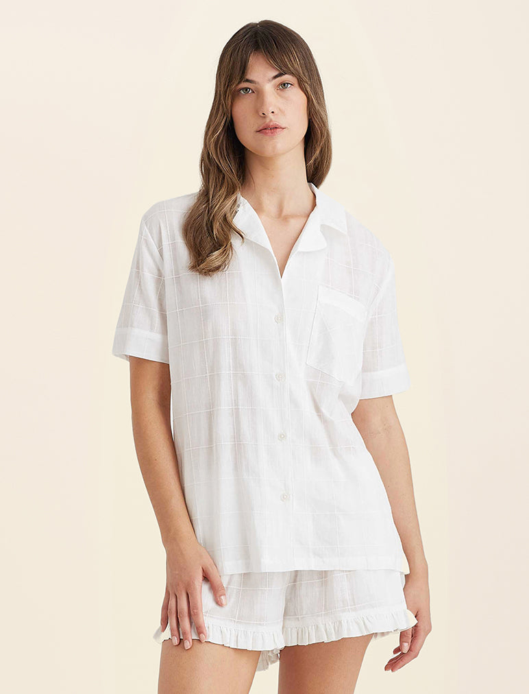 Ivy Organic Cotton Frill Short Sleeve PJ Shirt