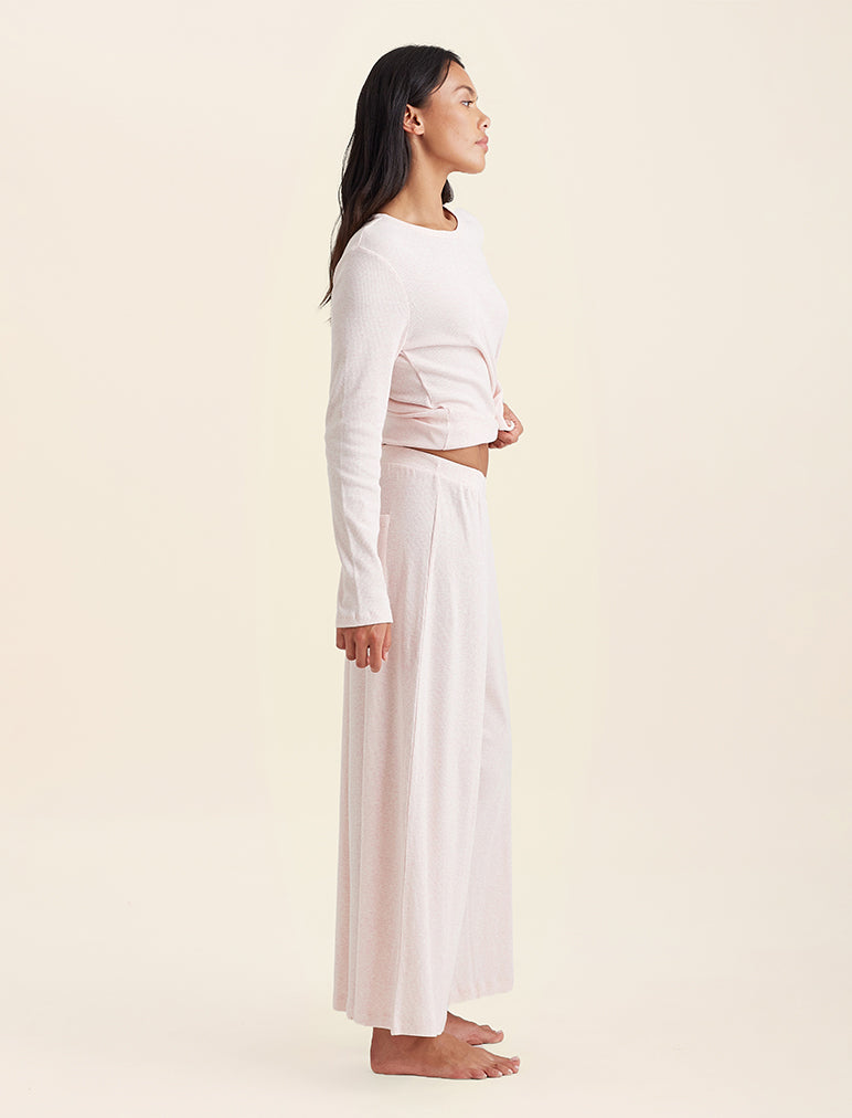 Soft Baby Rib Full Length Wide Leg Pant