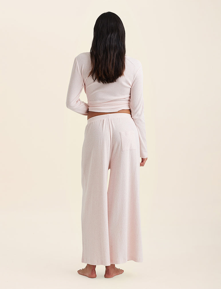 Soft Baby Rib Full Length Wide Leg Pant