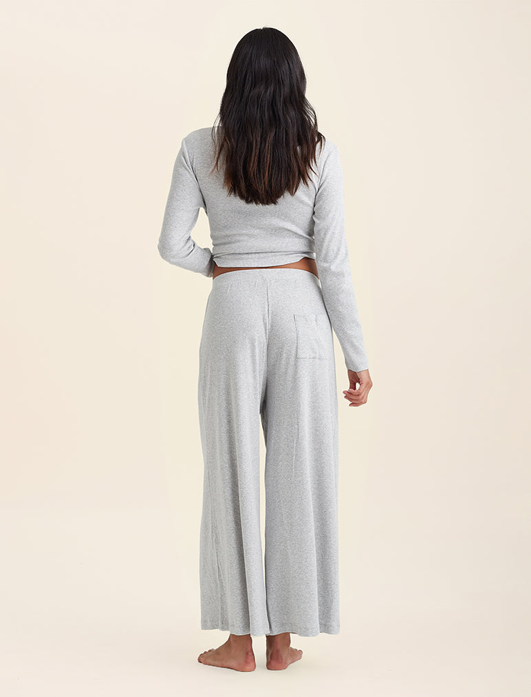 Soft Baby Rib Full Length Wide Leg Pant