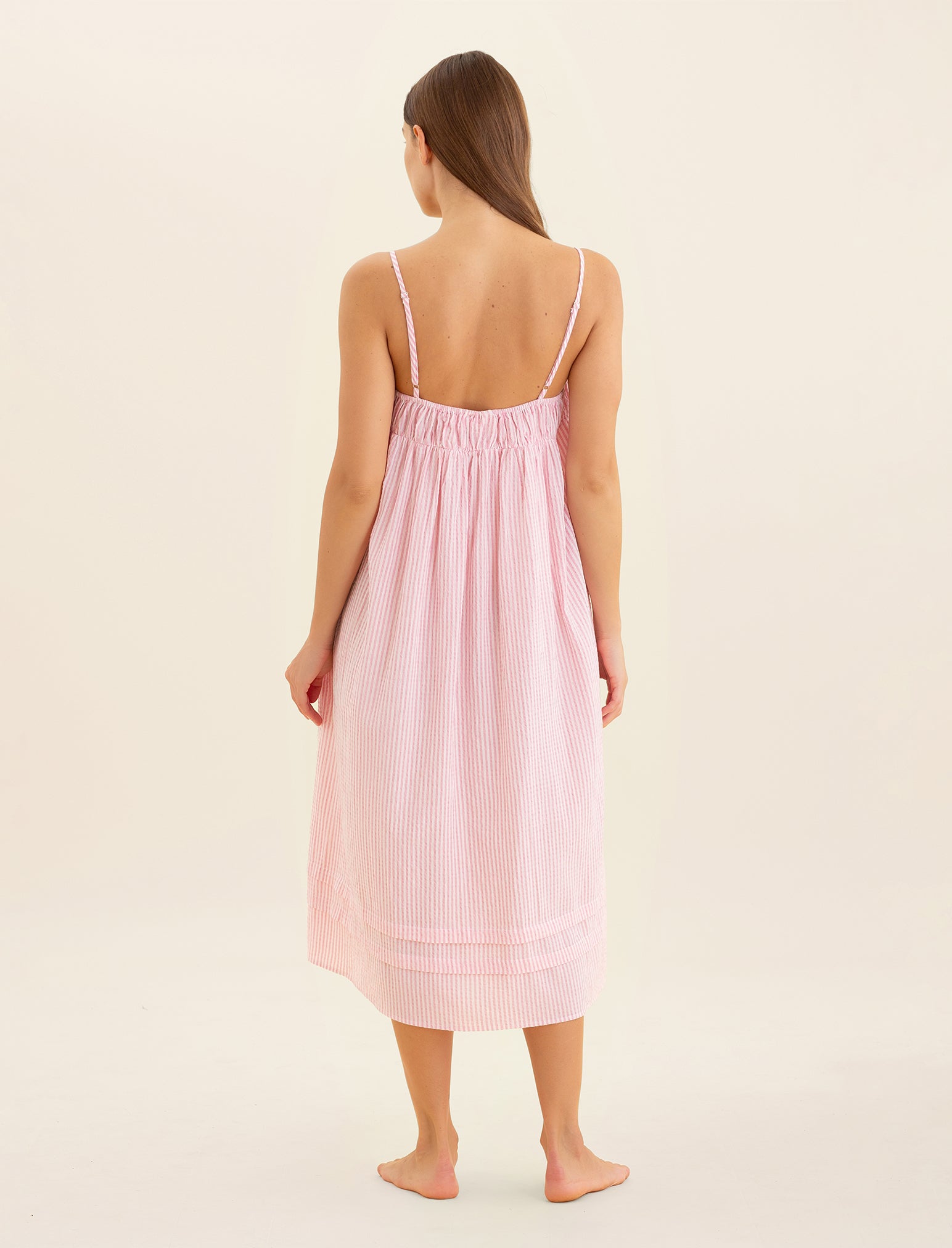 Sabine Seersucker Stripe Maxi Nightgown