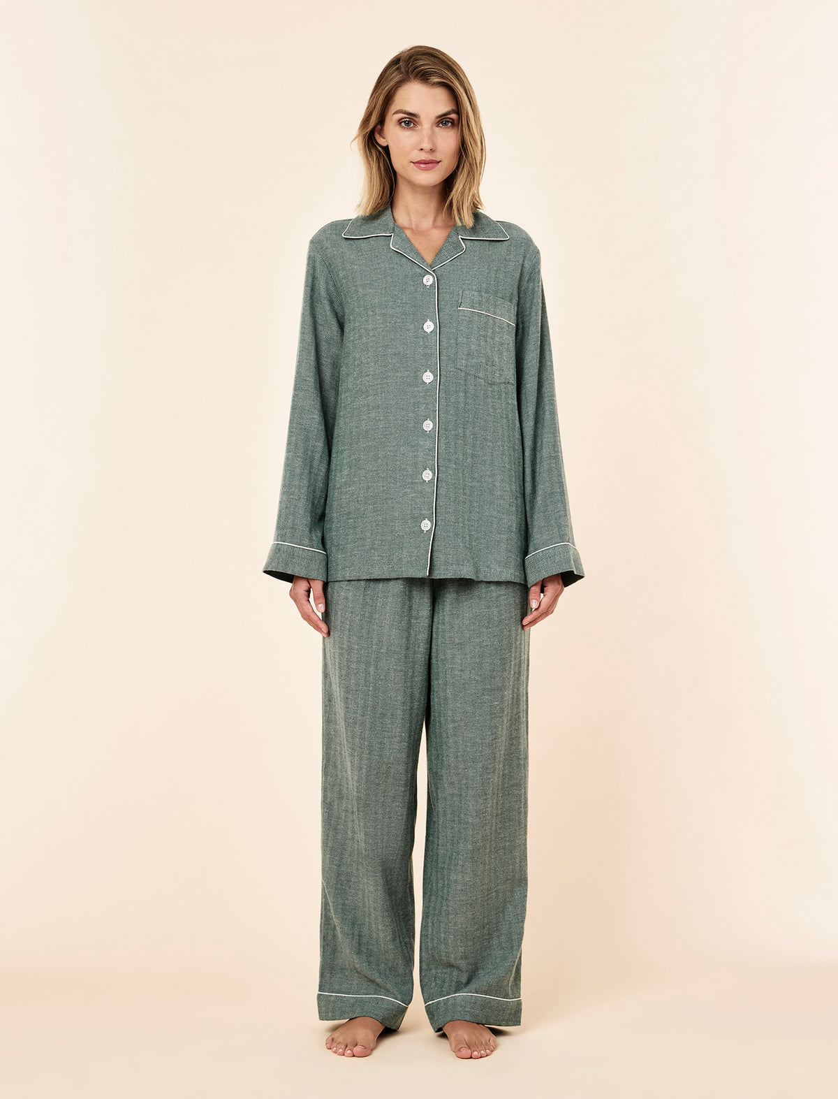 Super Soft Brushed Herringbone PJ Set