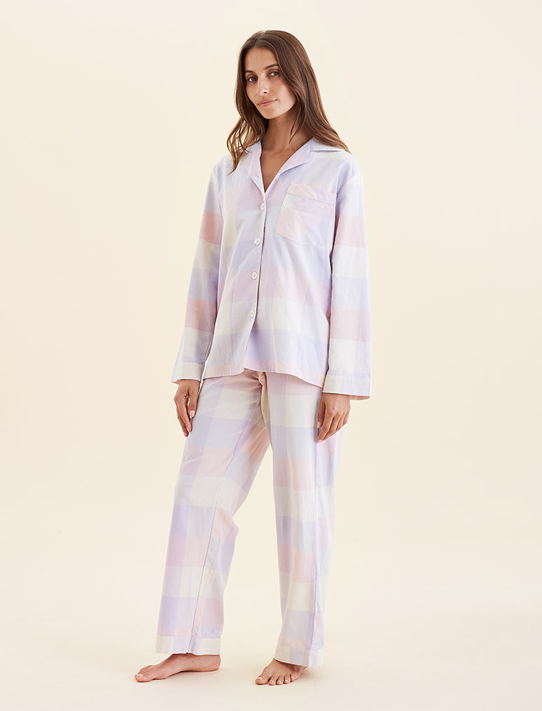 Organic Cotton Plaid Full Length PJ Set