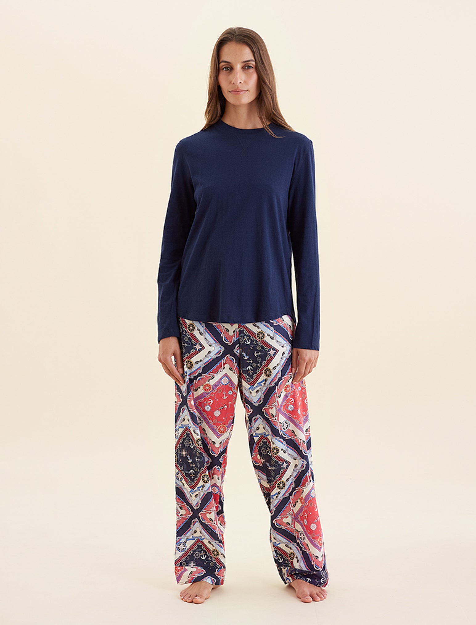 Marine Pant and Organic Cotton Knit Long Sleeve Tee