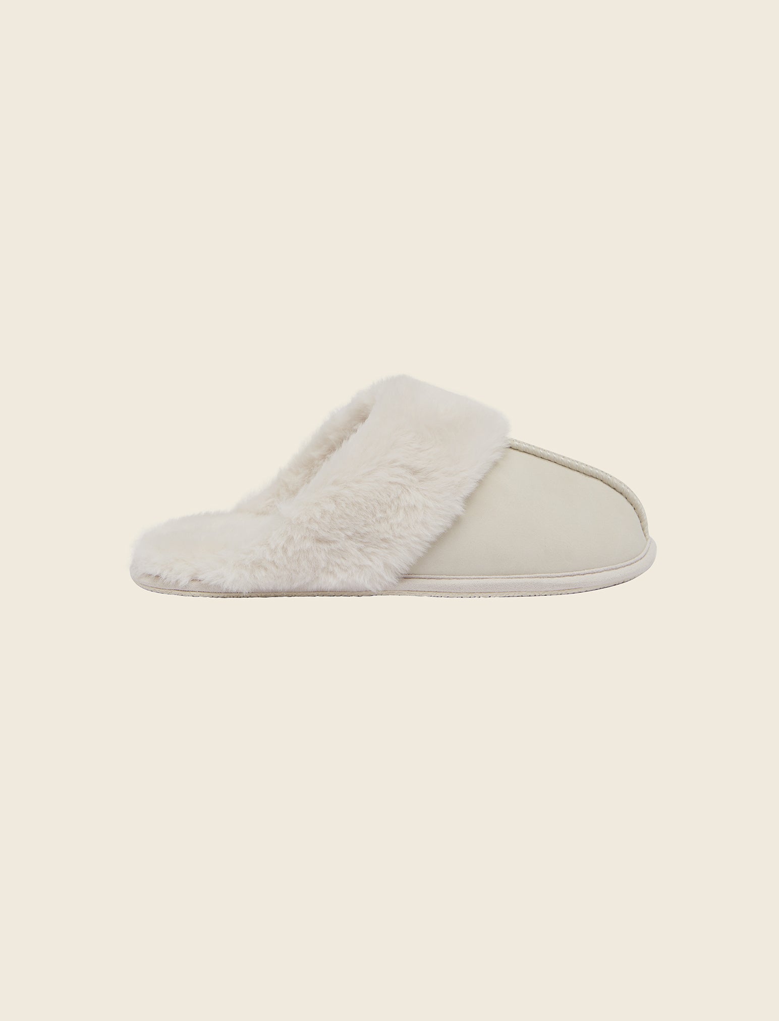 Fur Trim Suedette Slides