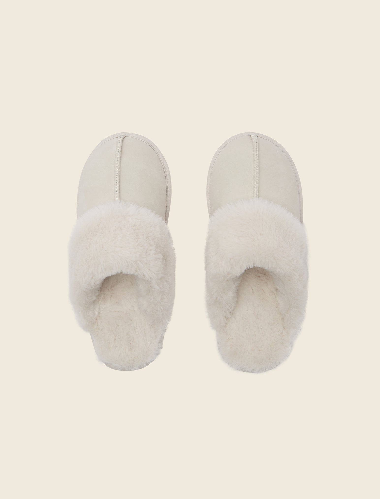 Fur Trim Suedette Slides