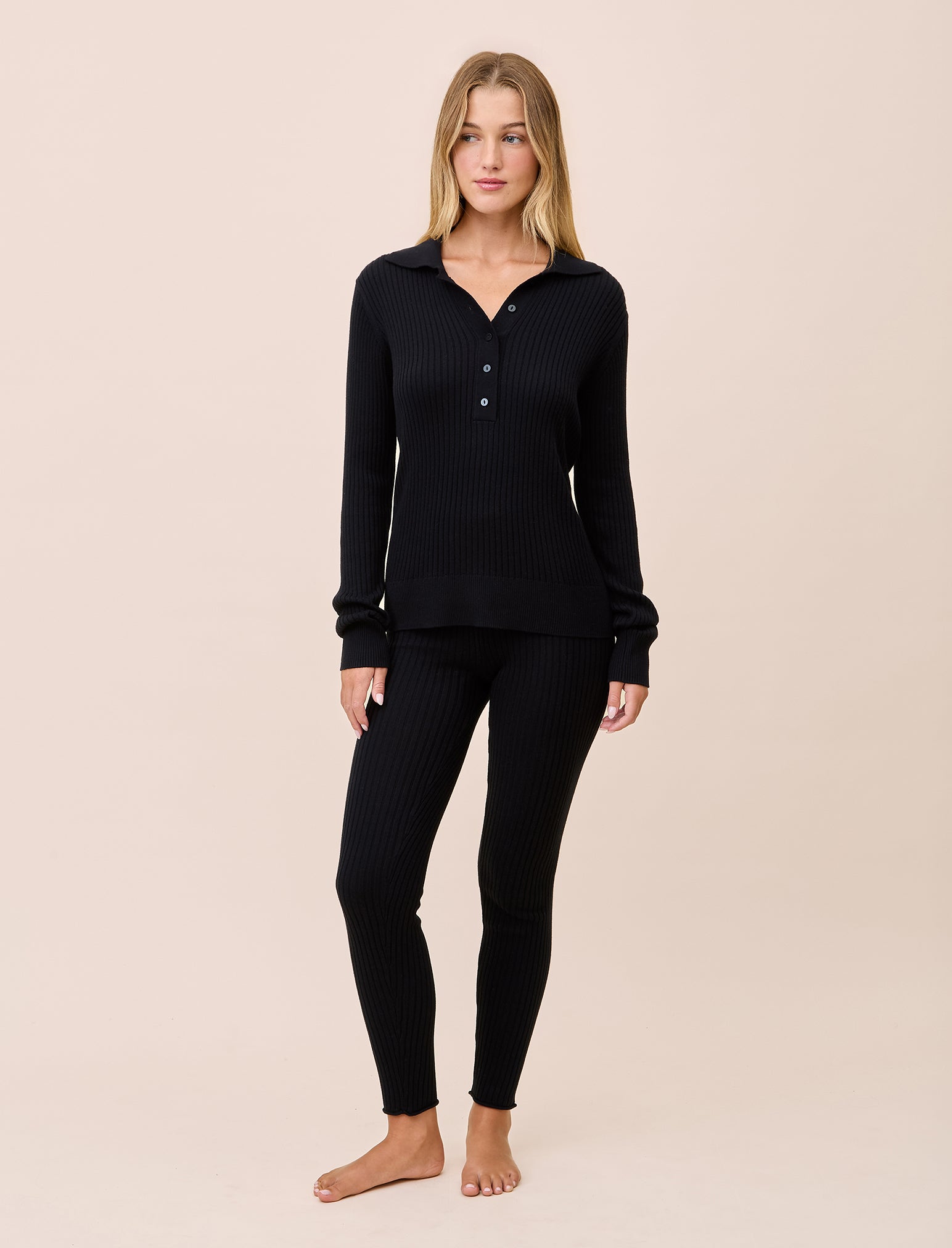 Colette Cosy Cotton Silk Rib Long Sleeve Top & Legging