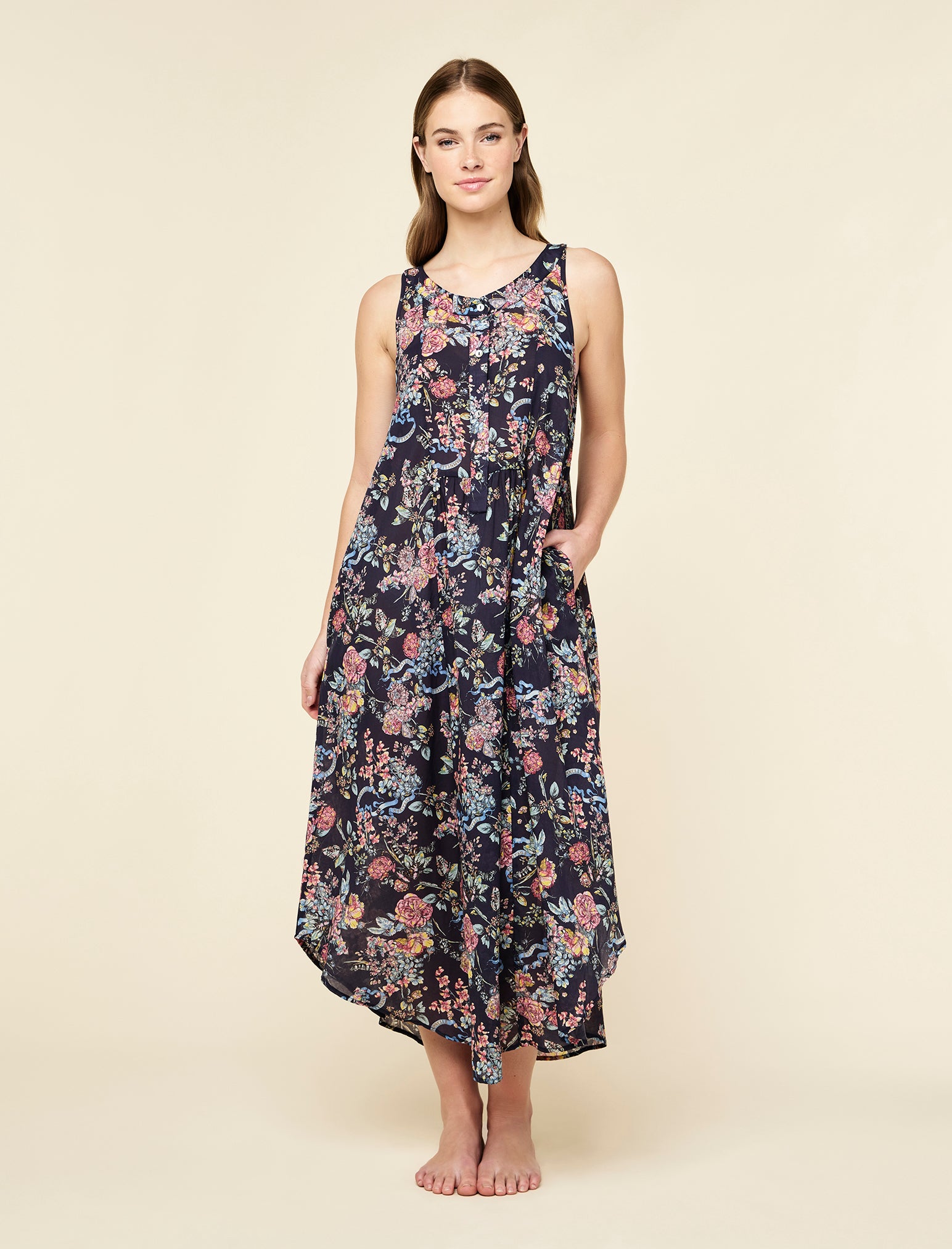 Layla Panel Front Maxi Nightgown