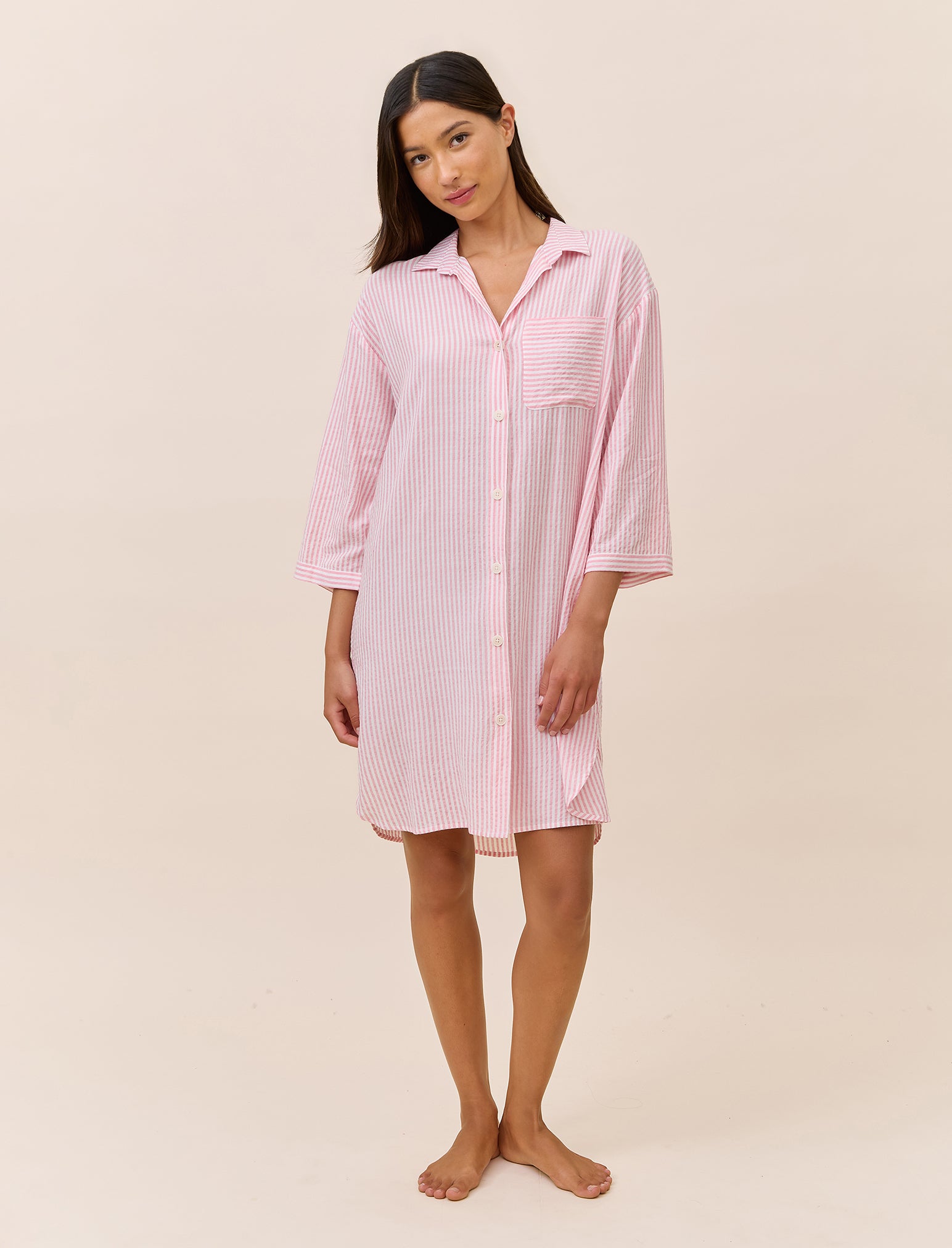 Sabine Seersucker Stripe Nightshirt