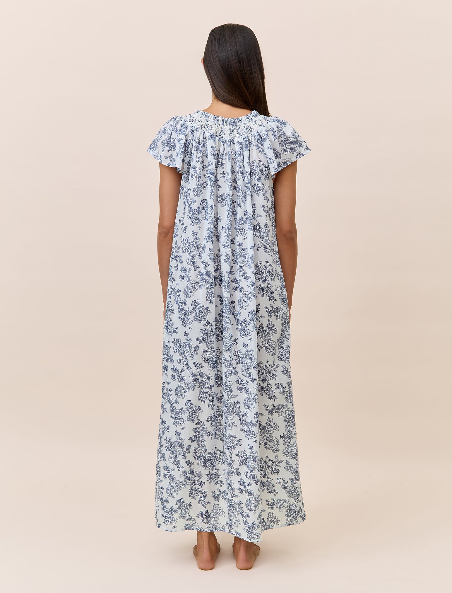 Nostalgia Shirred Neck Maxi Nightgown