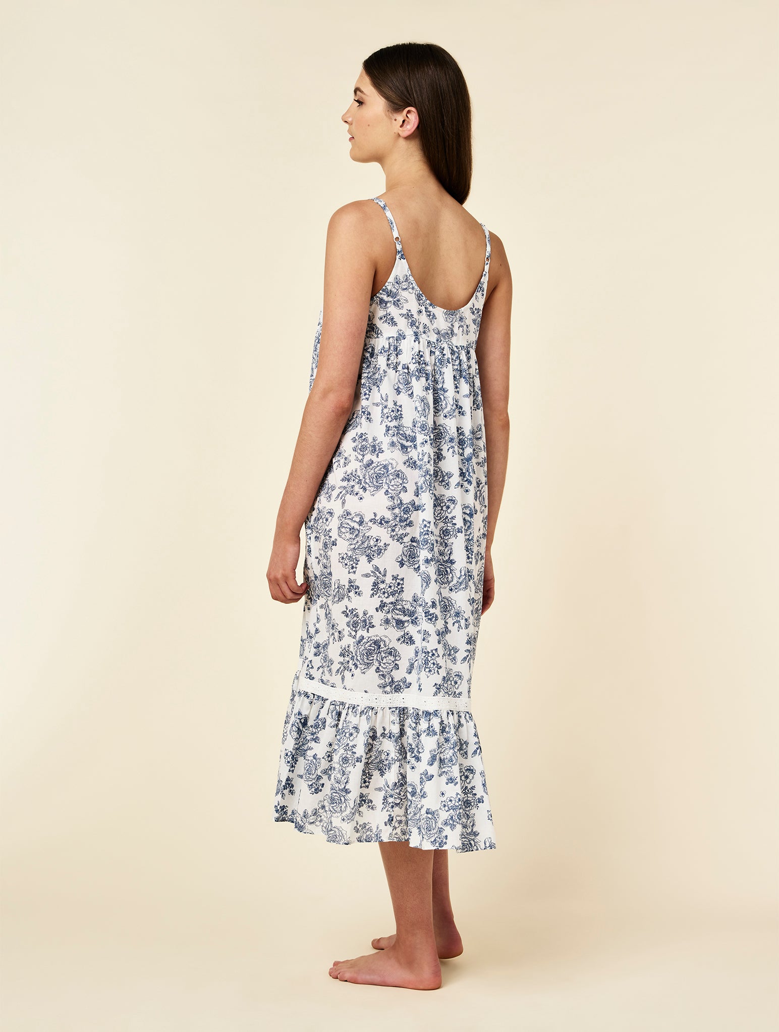 Nostalgia Strappy Lace Trim Nightgown