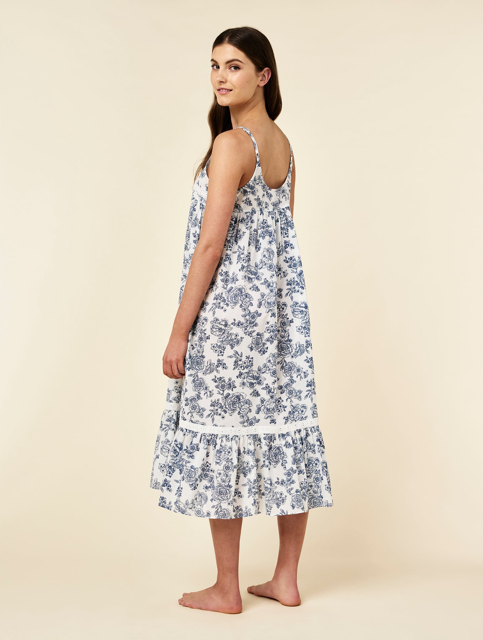 Nostalgia Strappy Lace Trim Nightgown