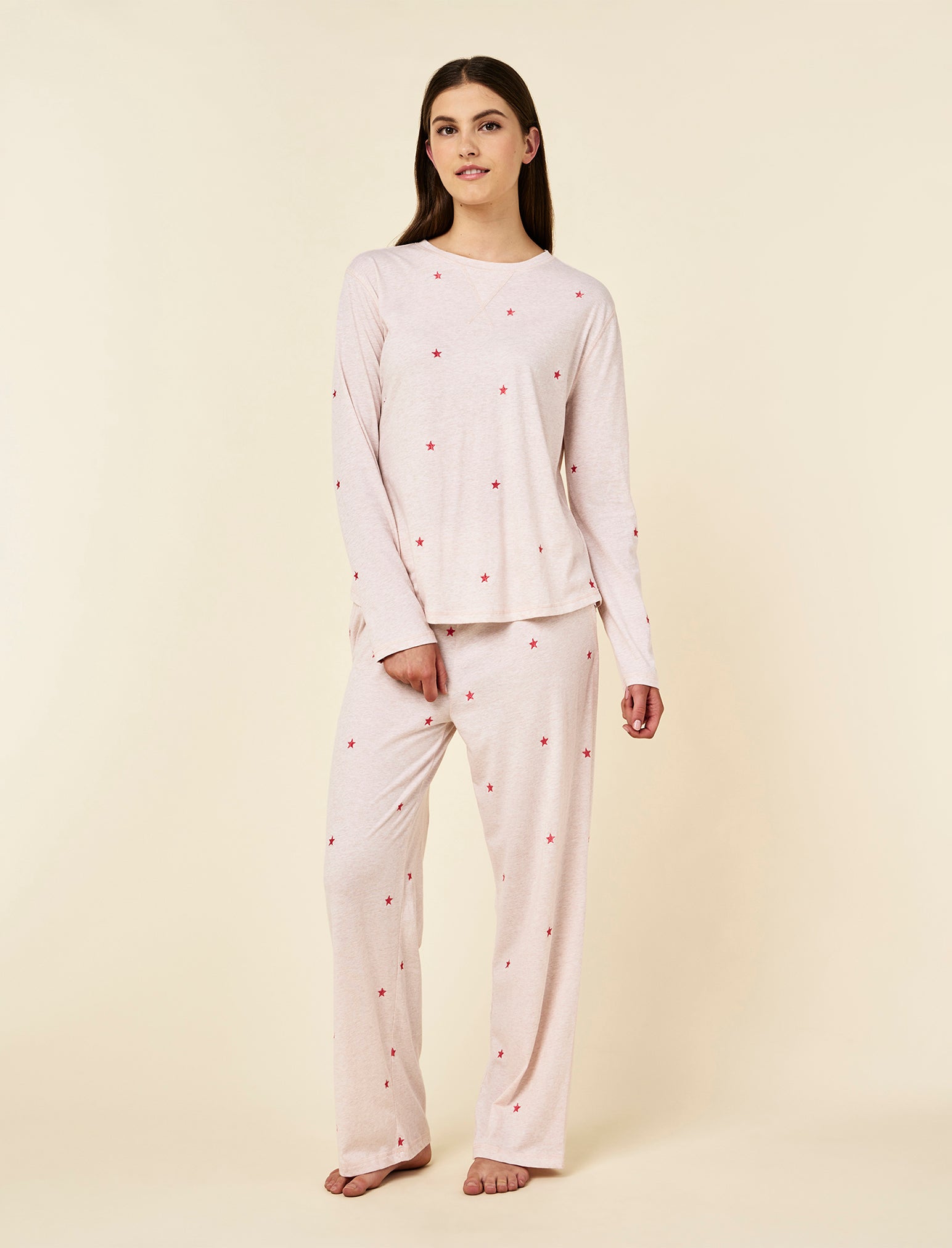 Jada Stars Cotton Long Sleeve Tee and Straight Leg Pant Set