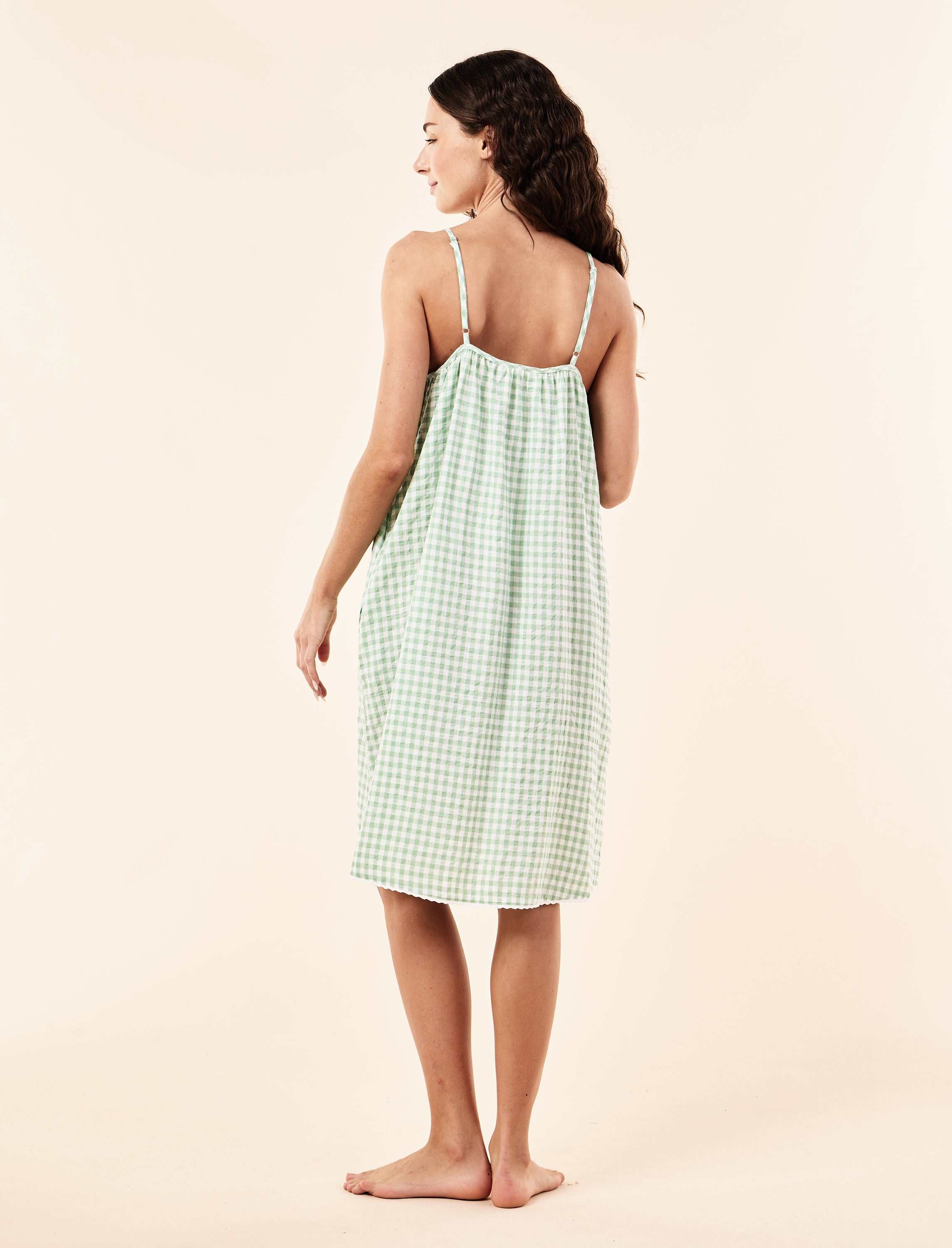 Seersucker Gingham Strappy Nightgown