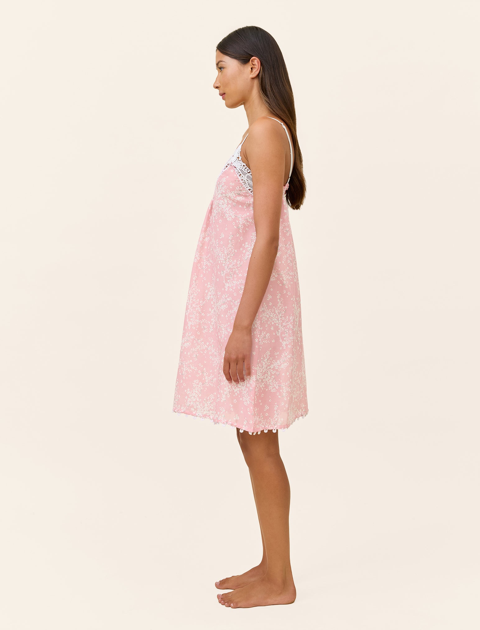 Cheri Blossom Midi Lace Front Nightgown