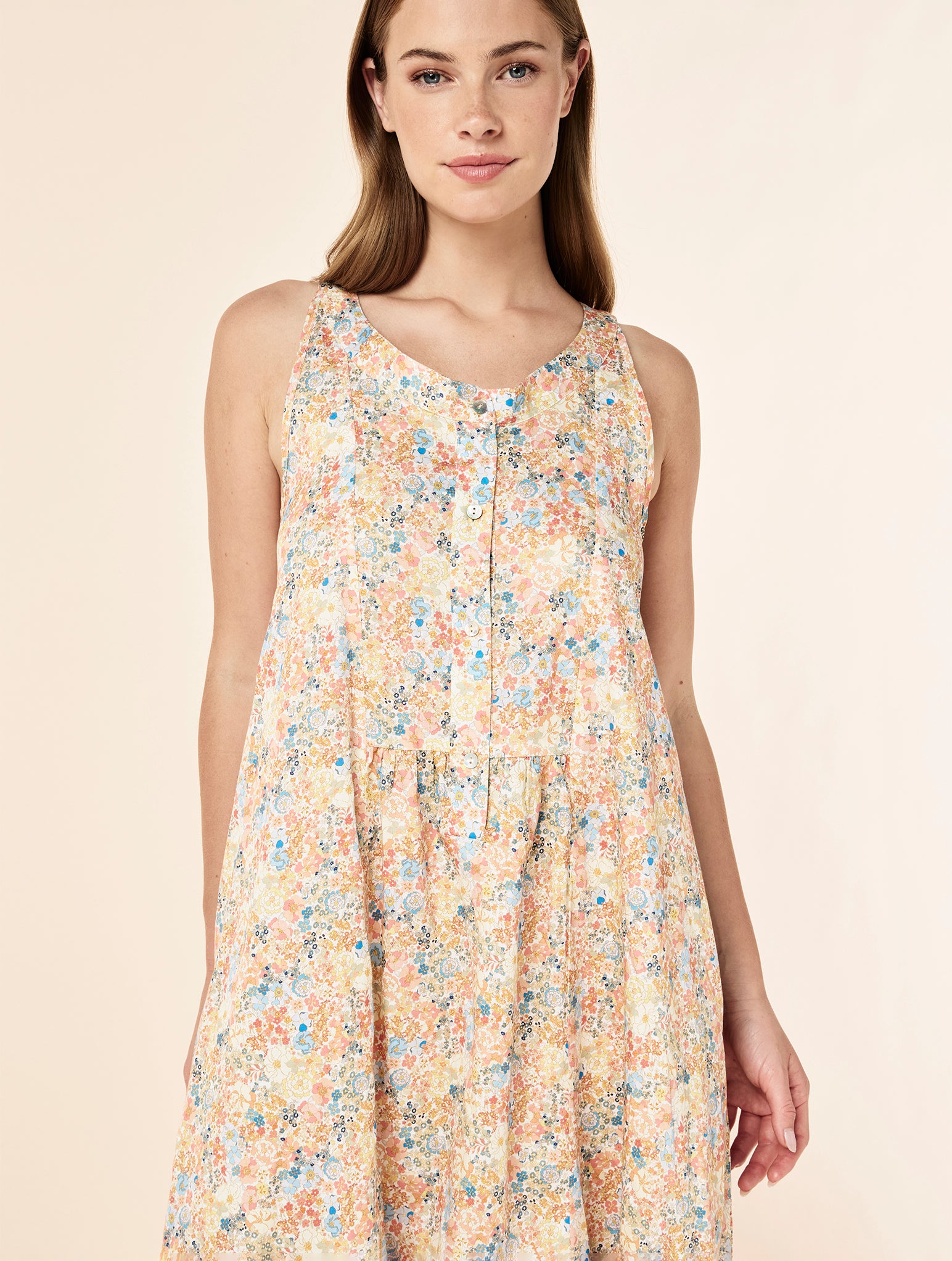 Carly Floral Panel Front Maxi Nightgown