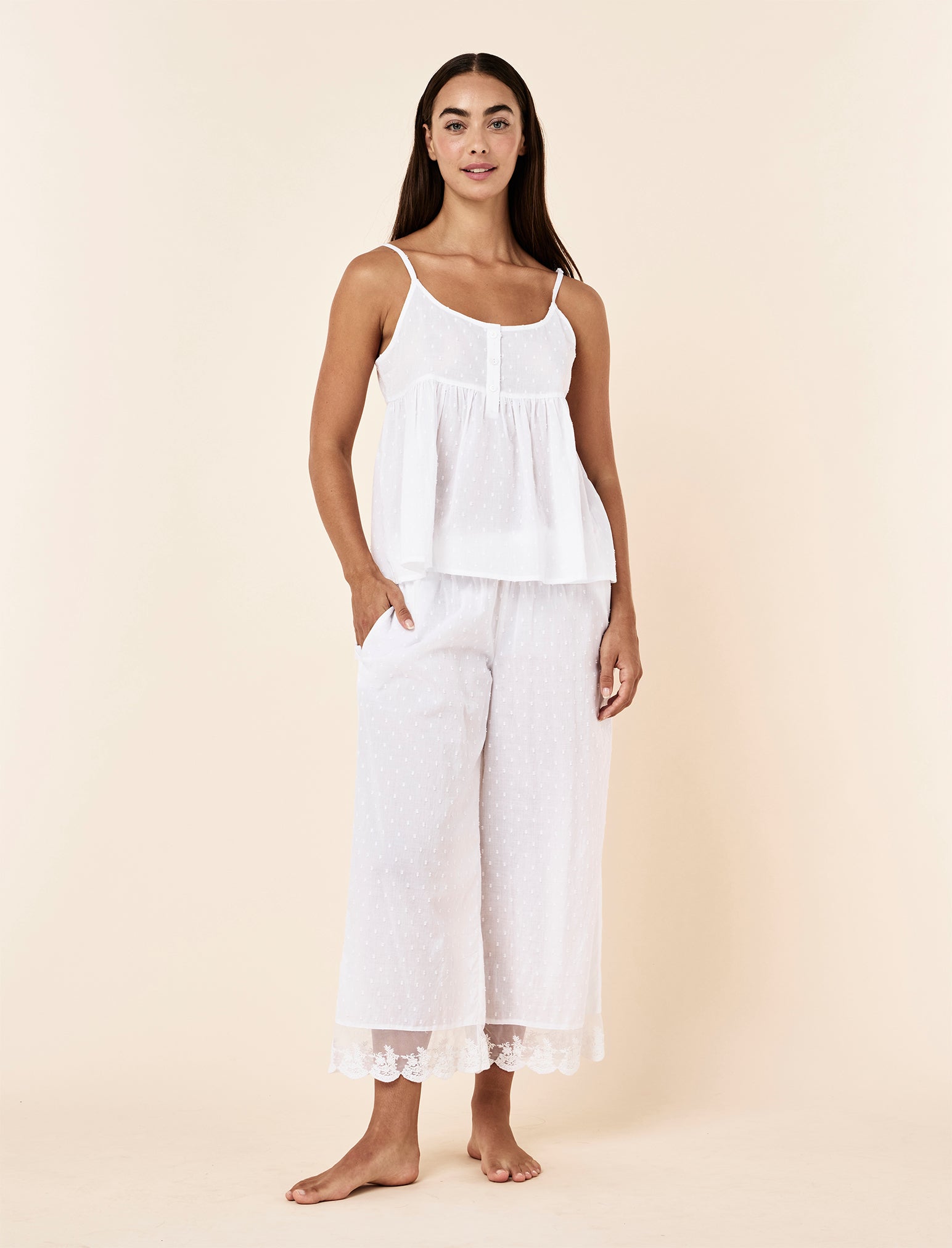 Swiss Dot Cami Crop PJ Set