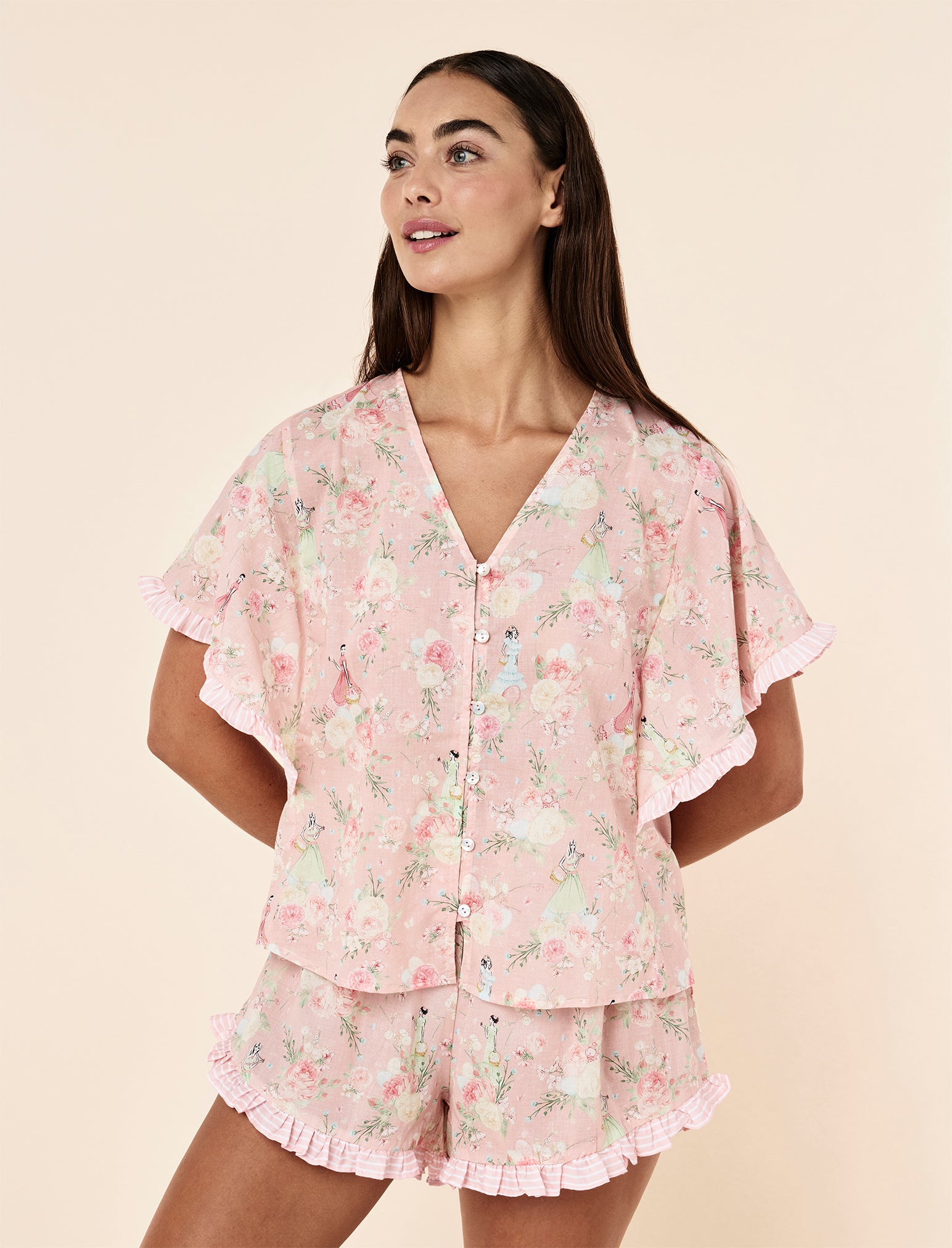 Blush Baskets Frill Boxer PJ Set