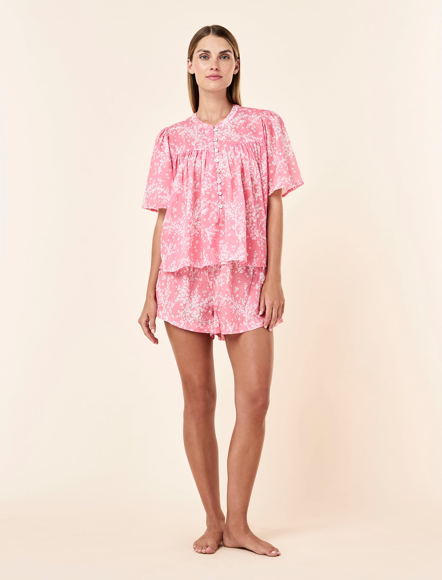 Cheri Blossom Gathered Boxer PJ Set