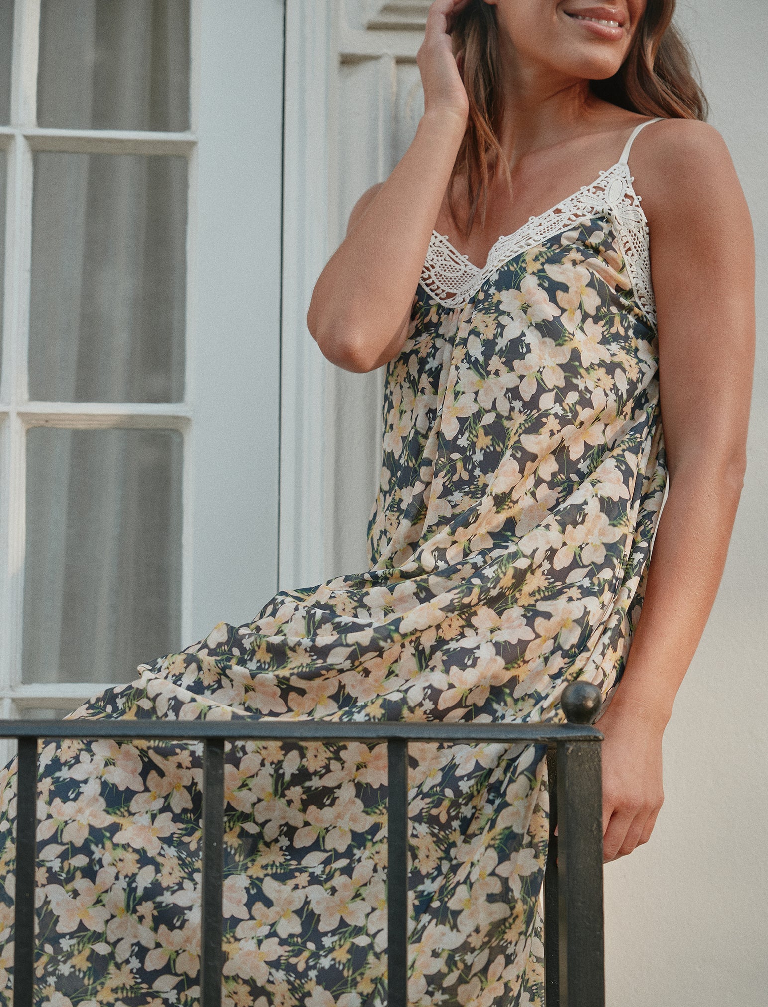 Serena Lace Front Maxi Nightgown
