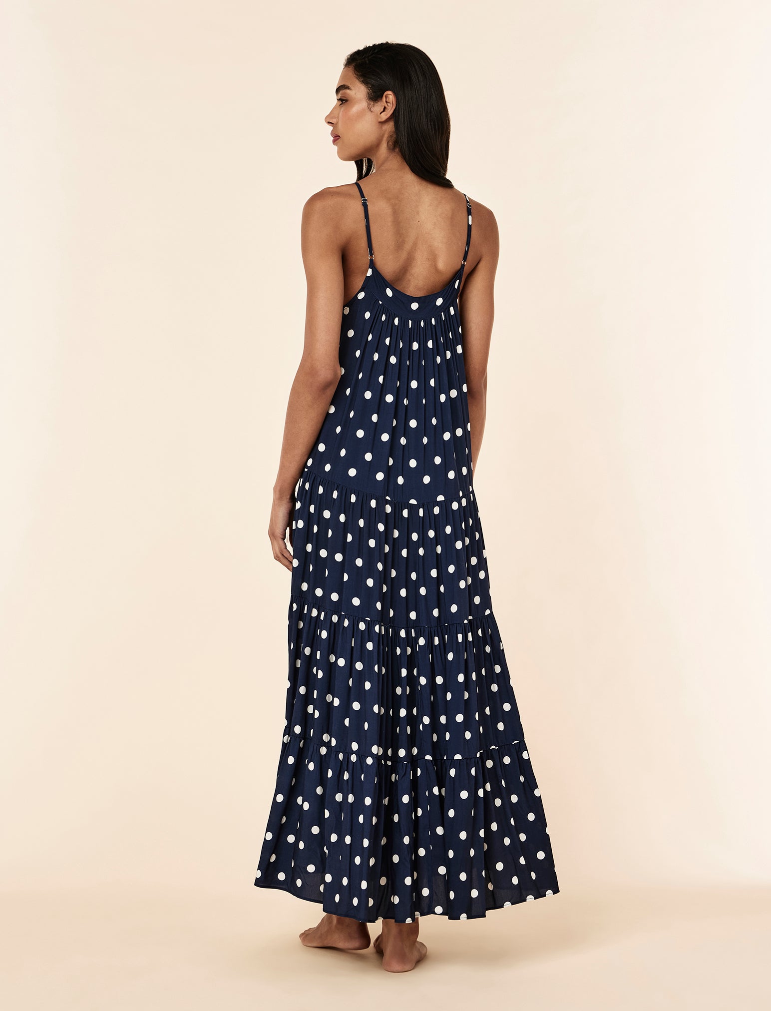 Spot Tiered Maxi Nightgown