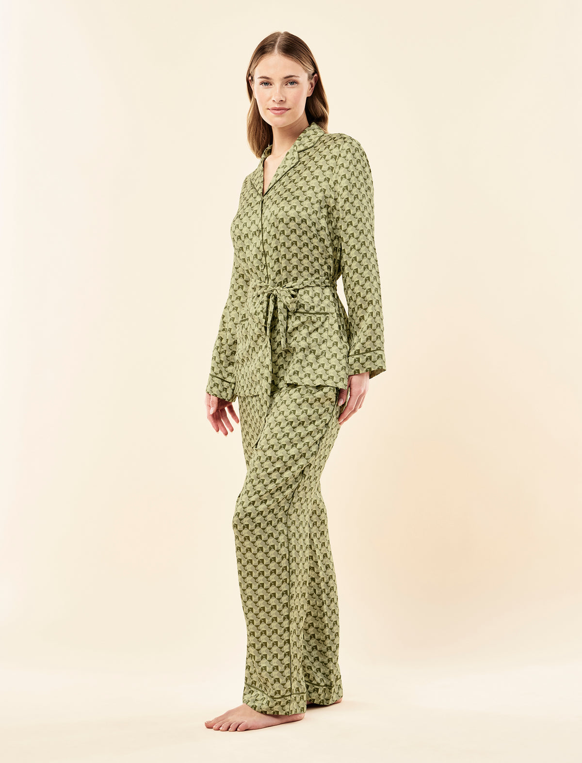 Karen Walker Monogram Tiles Silk Wrap PJ Set