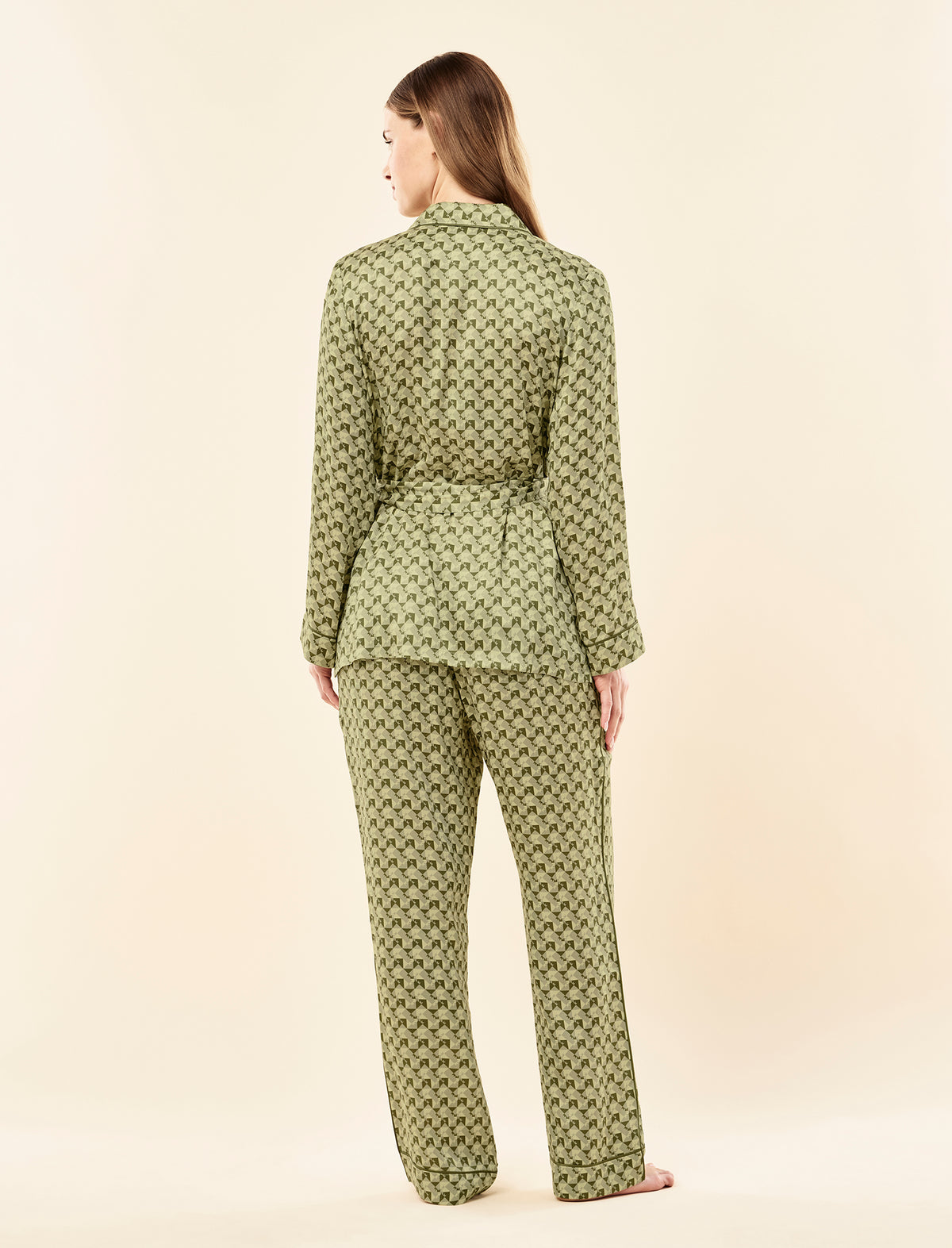 Karen Walker Monogram Tiles Silk Wrap PJ Set