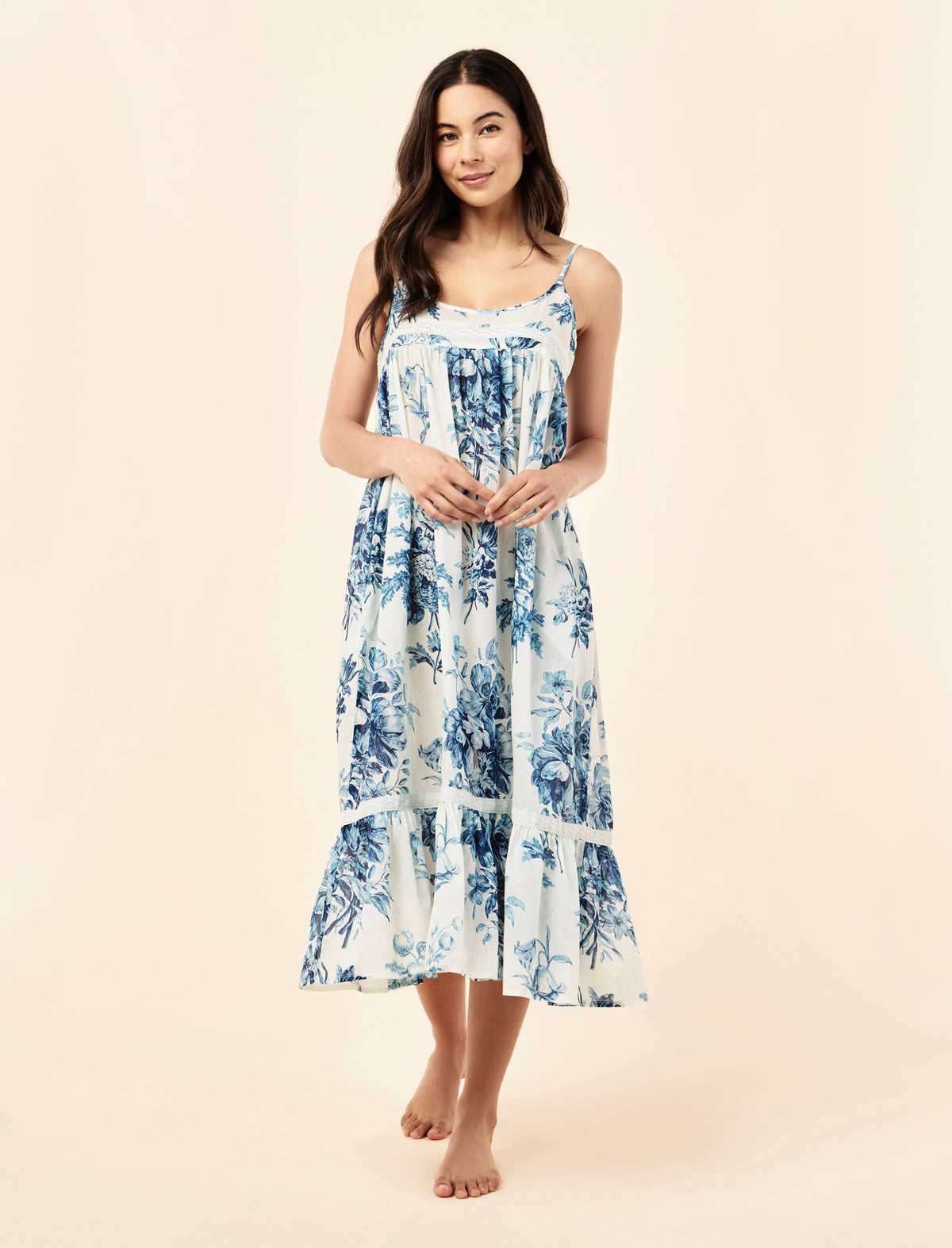 Karen Walker Romantic Floral Lace Insert Nightgown