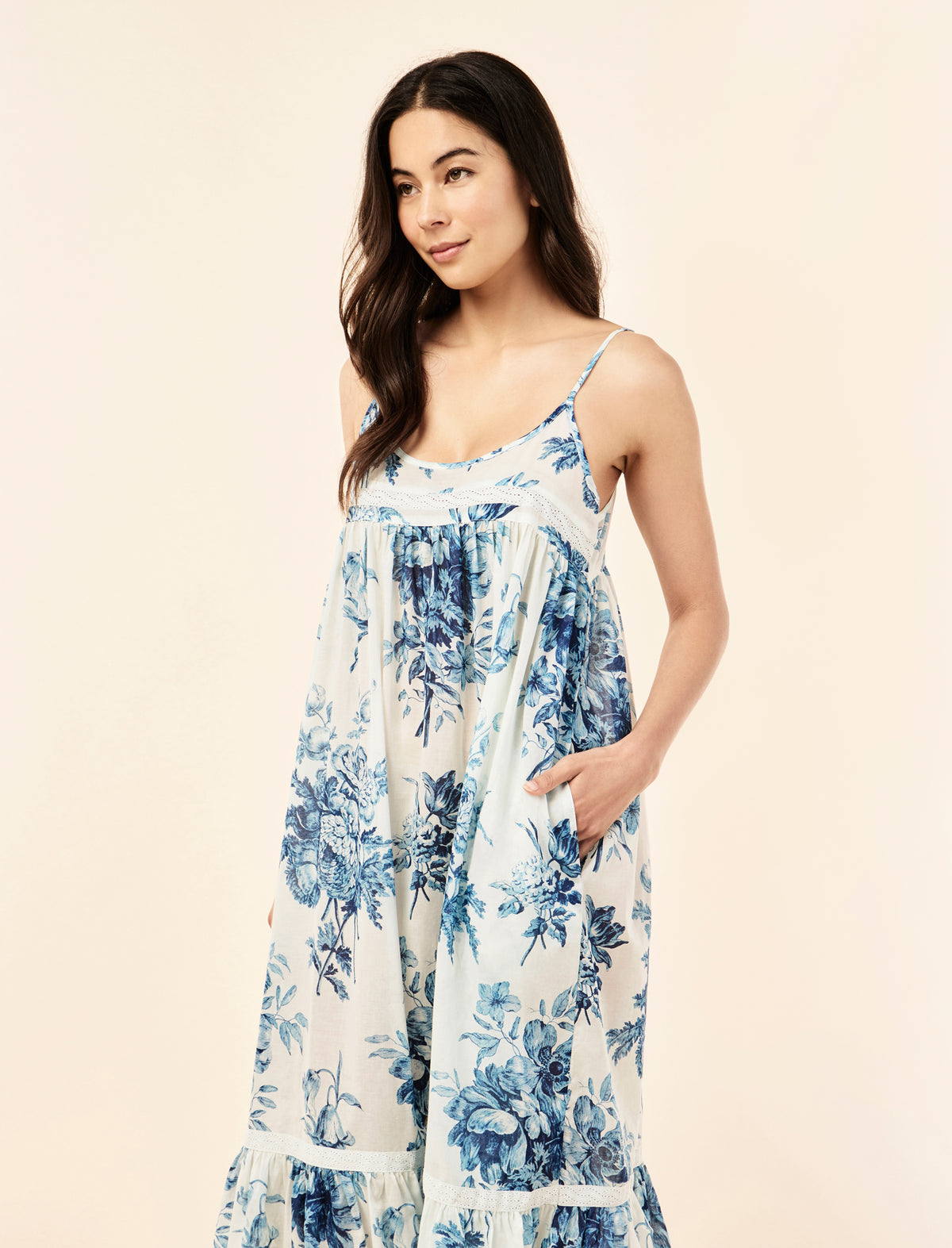 Karen Walker Romantic Floral Lace Insert Nightgown