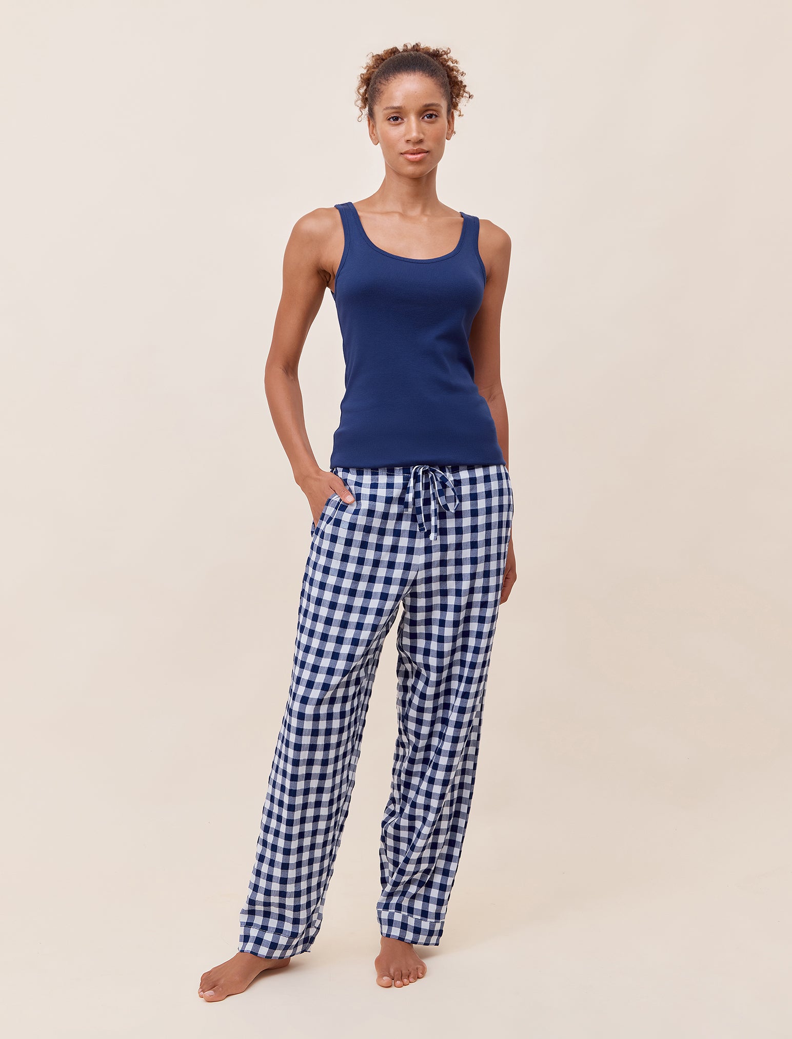 Seersucker Gingham Full Length Pant