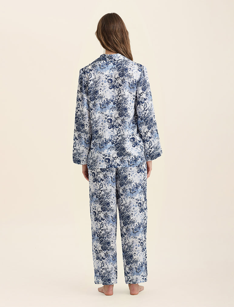 Toile De Jouy Pure Silk Full Length PJ Set