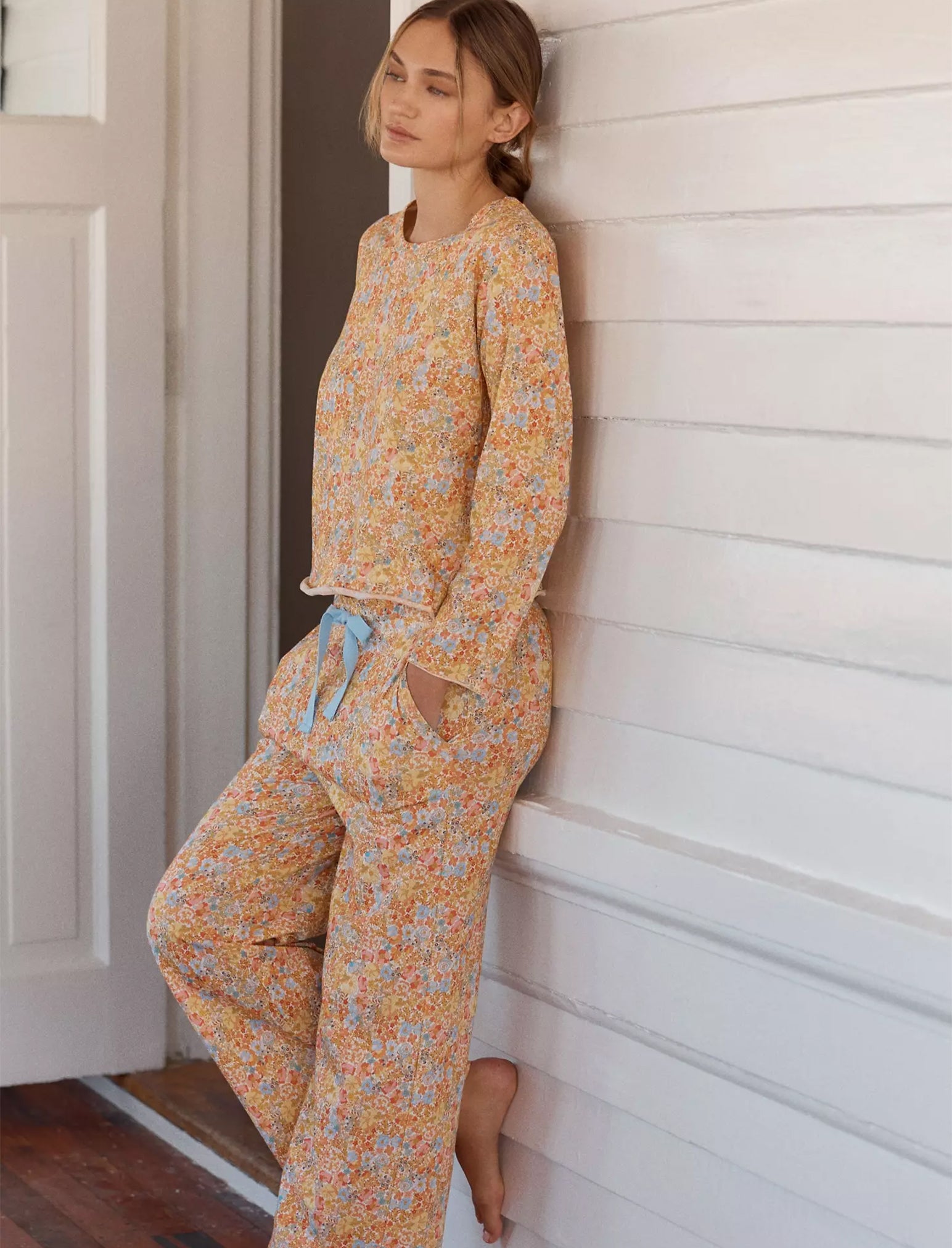 Carly Organic Knit Boxy Long Sleeve Tee & Full Length Pant Set