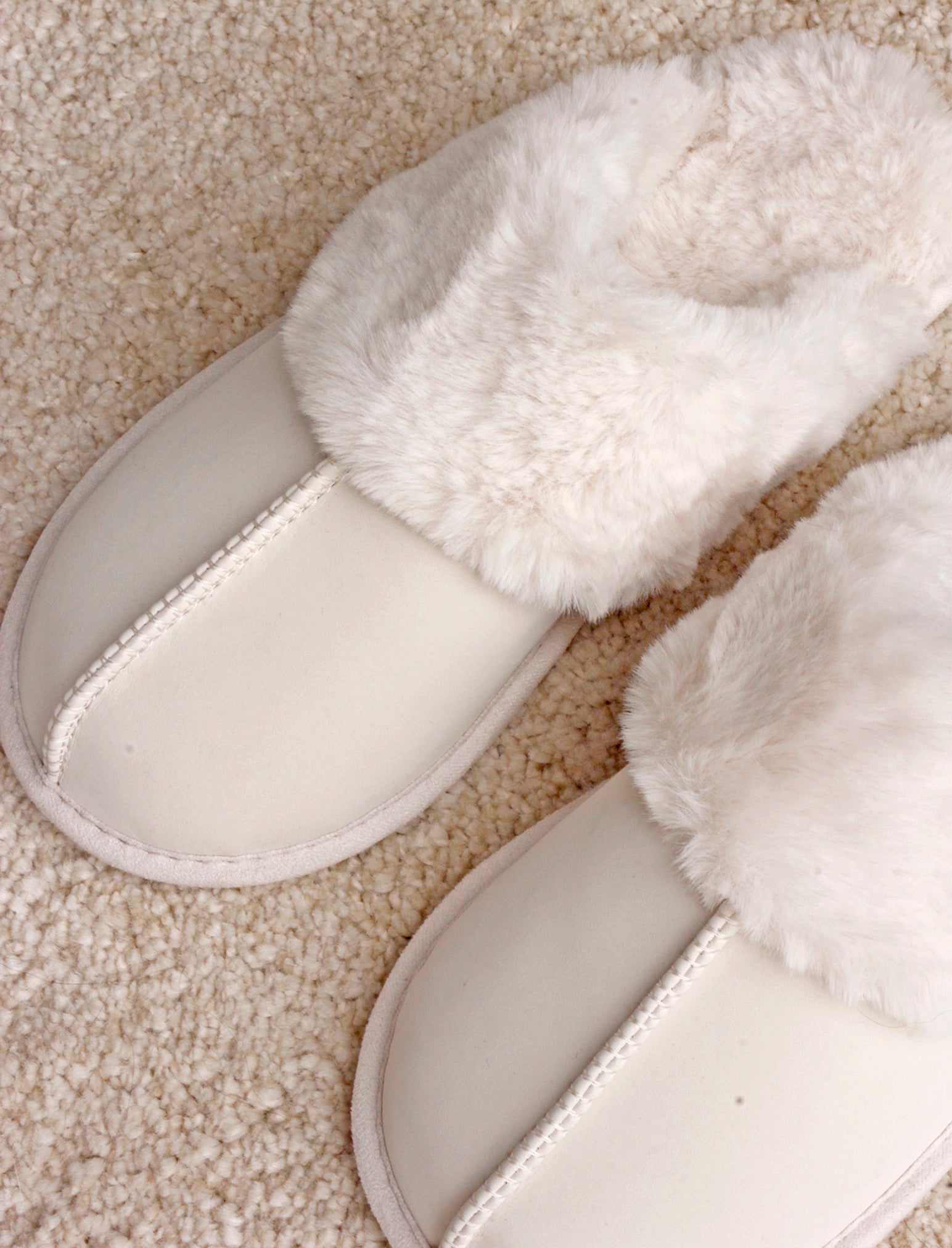 Fur Trim Suedette Slides