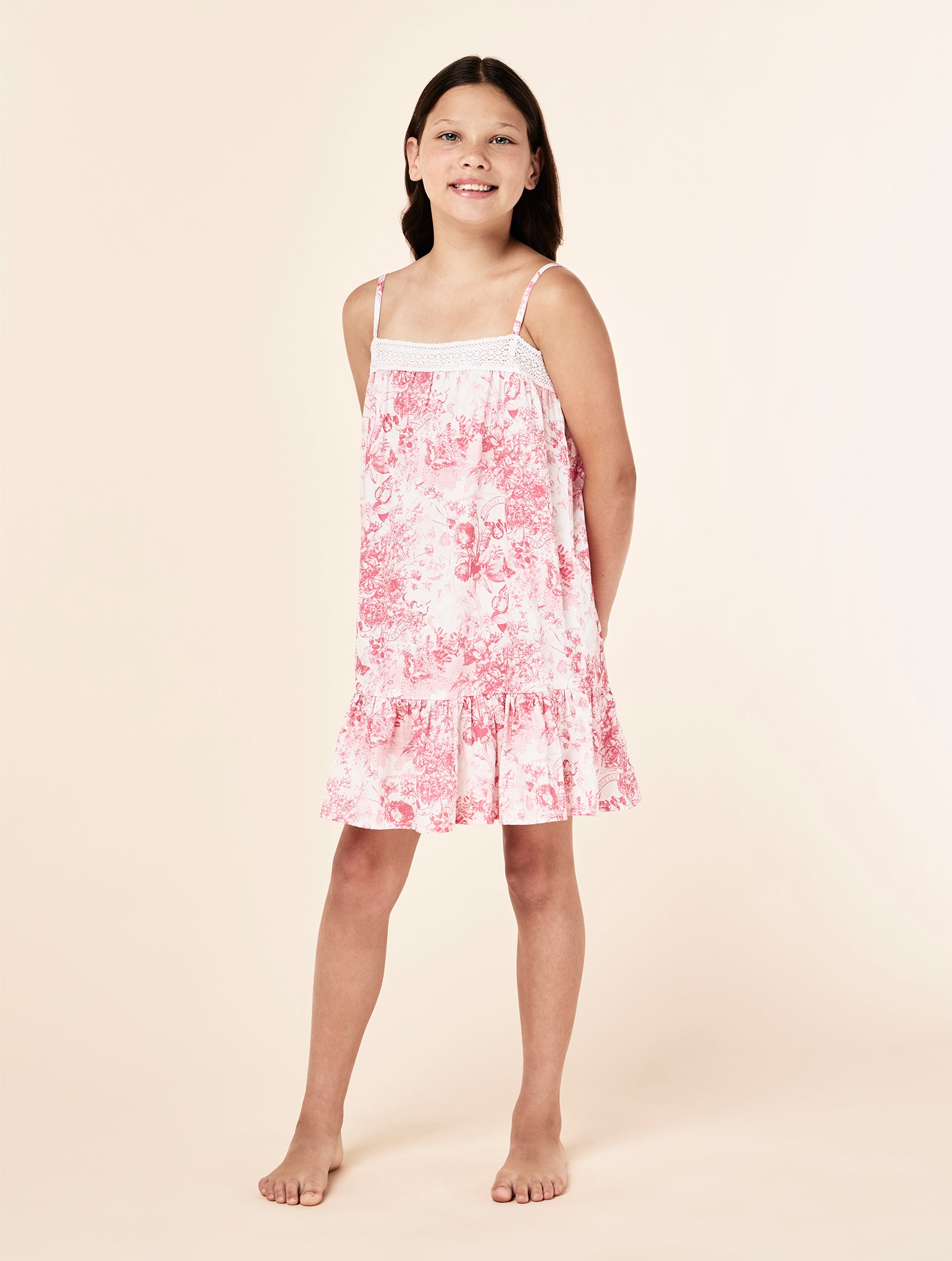 Girls Toile De Jouy Strappy Nightgown