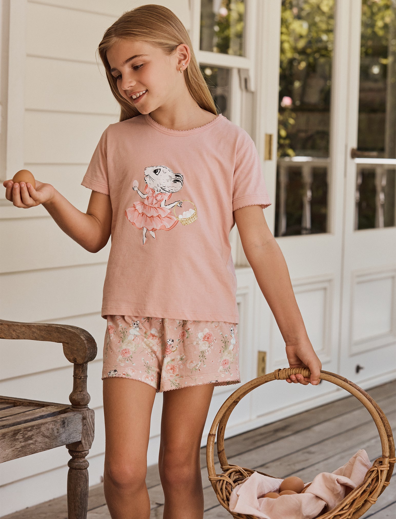 Claris The Mouse Kids Knit Placement PJ Set