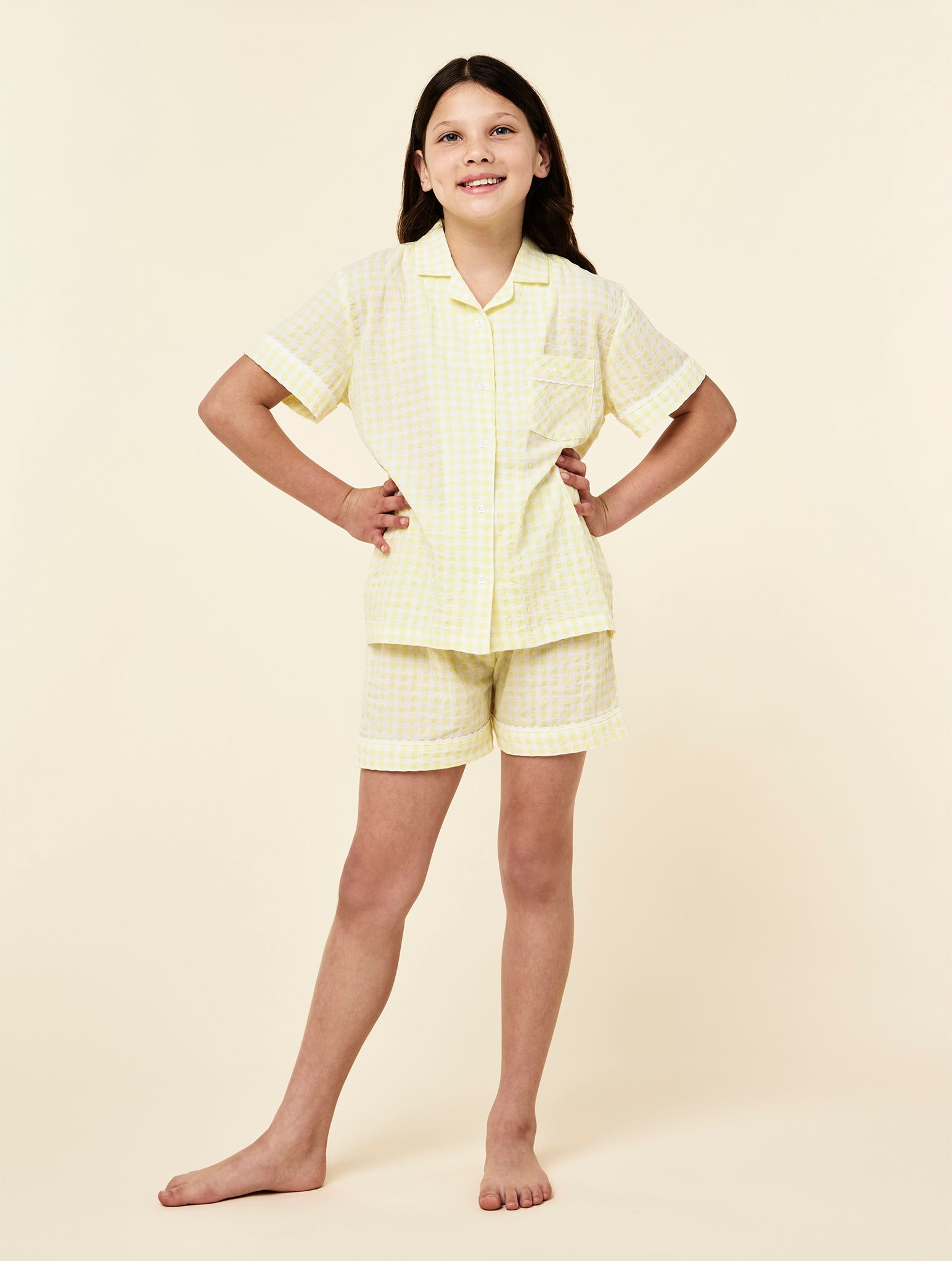 Kids Seersucker Gingham Boxer PJ Set