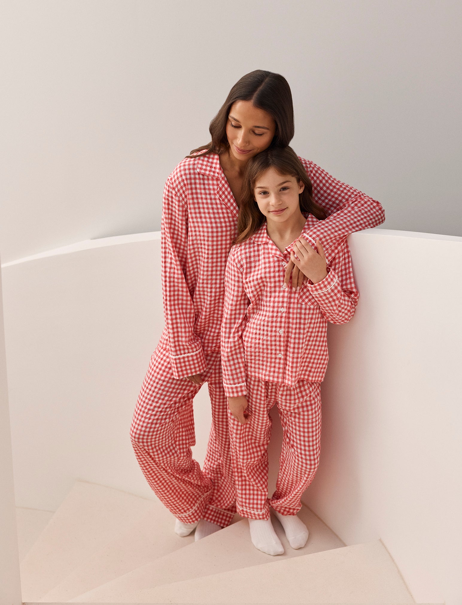 Seersucker Gingham Full Length PJ Set