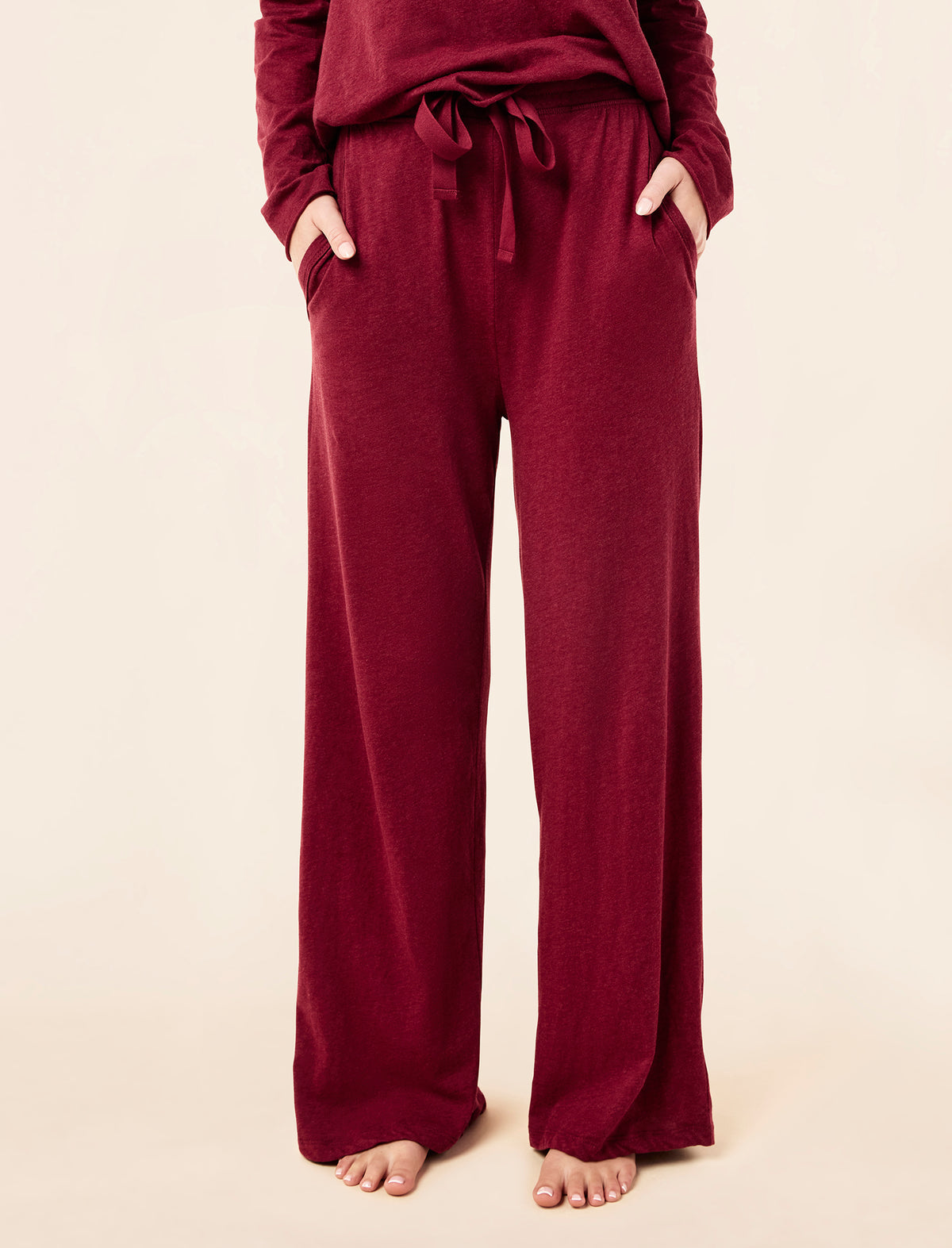 Jada Organic Cotton Knit Boxy Long Sleeve Tee & Wide Leg Pant Set