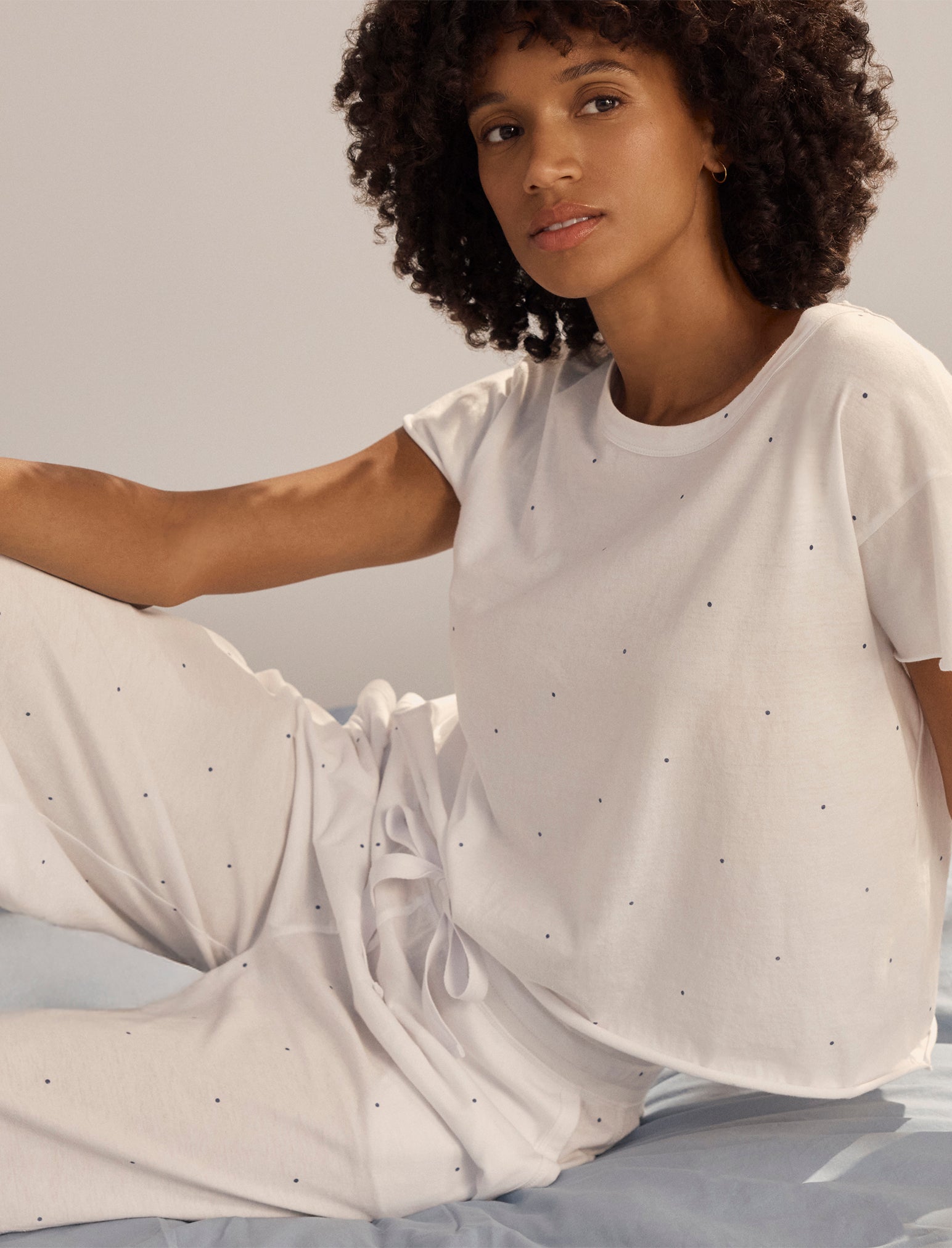 Jada Organic Cotton Knit Boxy Tee & Wide Leg Pant Set