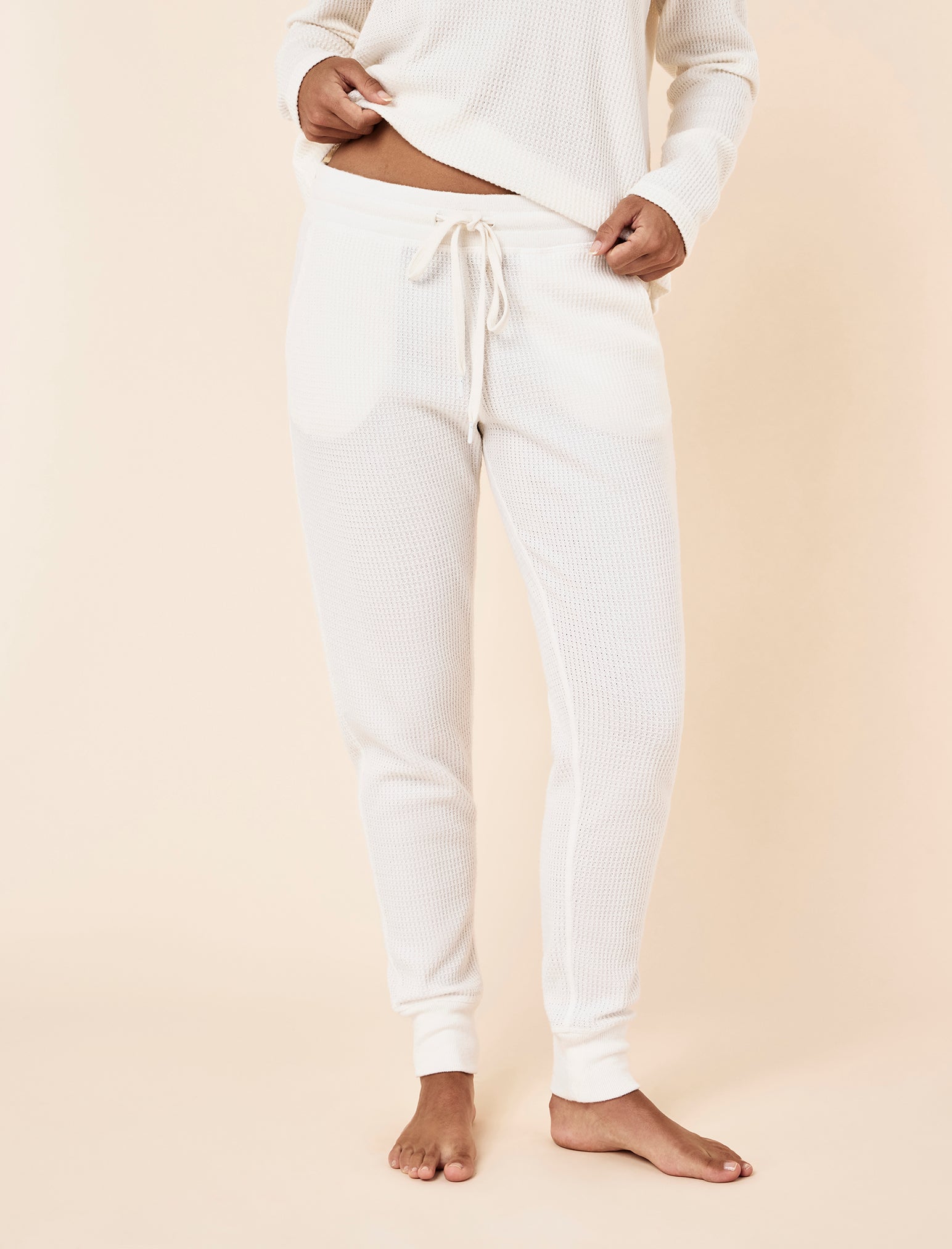 Super Soft Waffle Long Sleeve Henley Top PJ Set