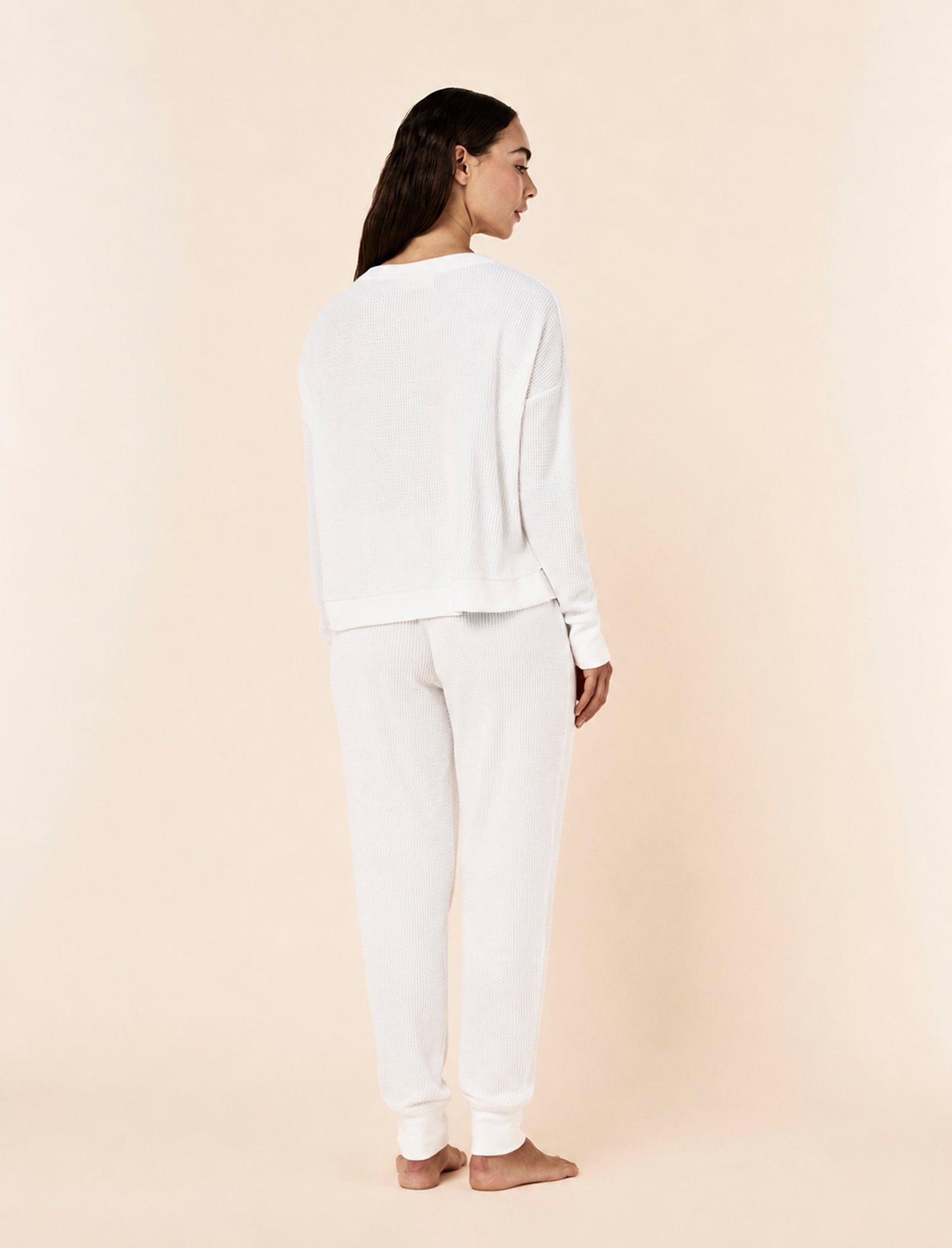 Super Soft Waffle Long Sleeve Henley Top PJ Set