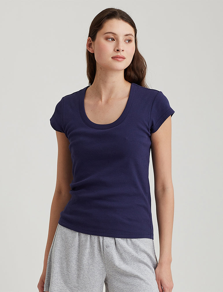 Milla Rib Shelf Bra Short Sleeve Tee